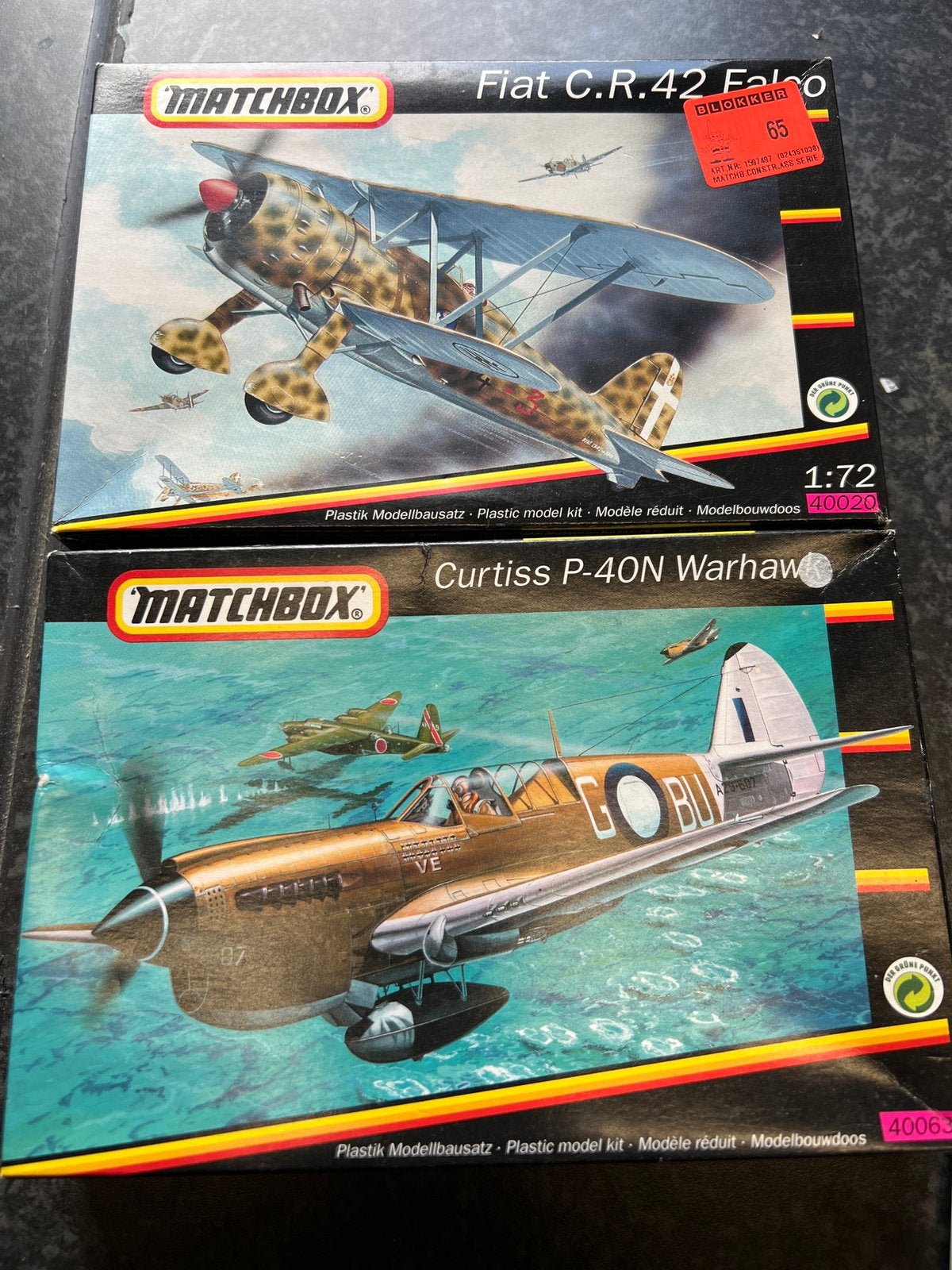 Matchbox setje p40 & fiat cr42 falco, Ophalen of Verzenden, Zo goed als nieuw, 1:72 tot 1:144, Overige merken