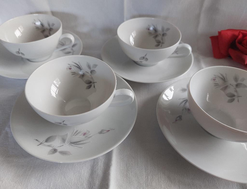 Copier | Larissa set 4 kop + schotel decor Midnight Rose, Ophalen of Verzenden
