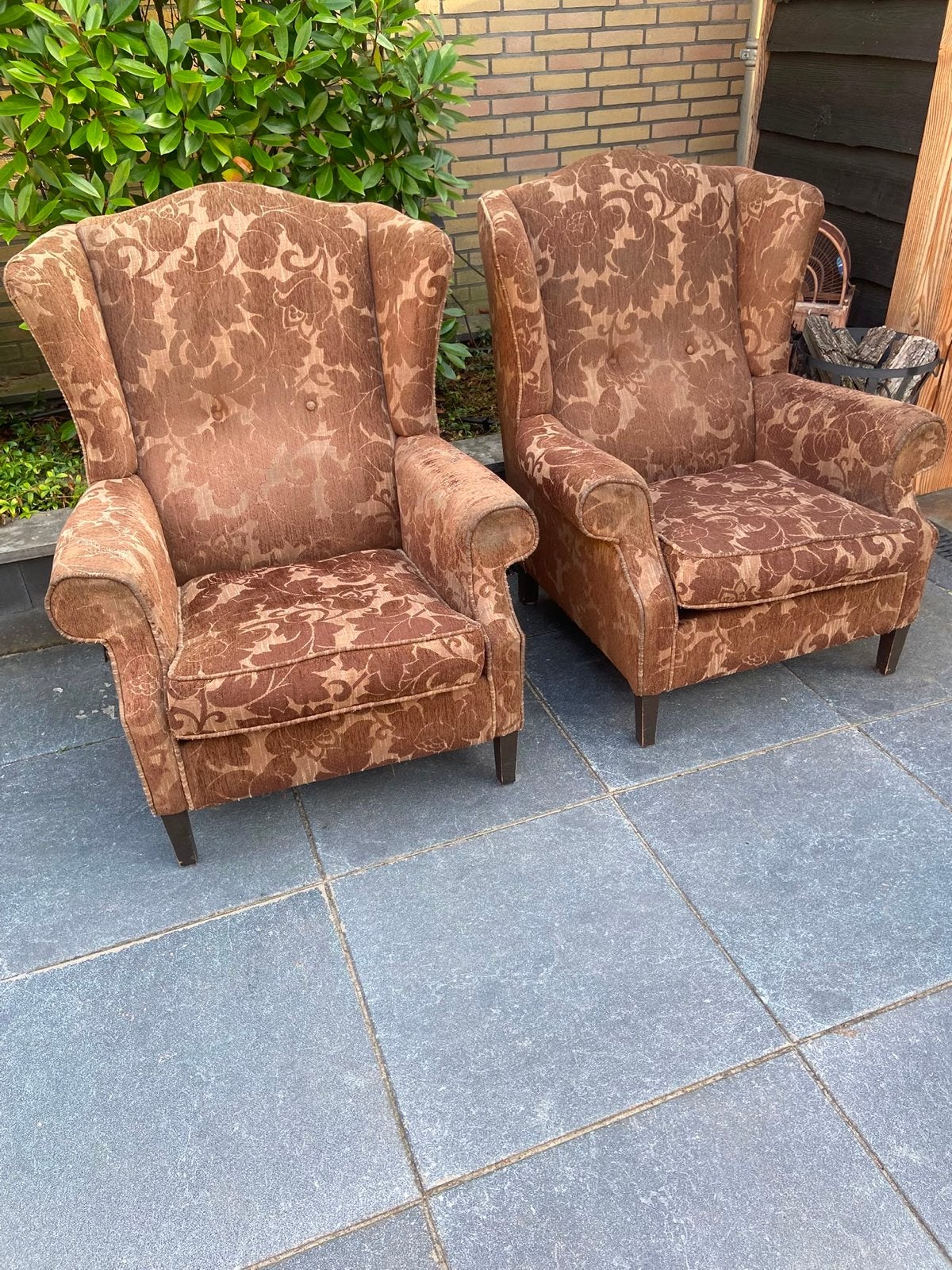 Set van 2 klassieke fauteuils met bloemmotief, Ophalen