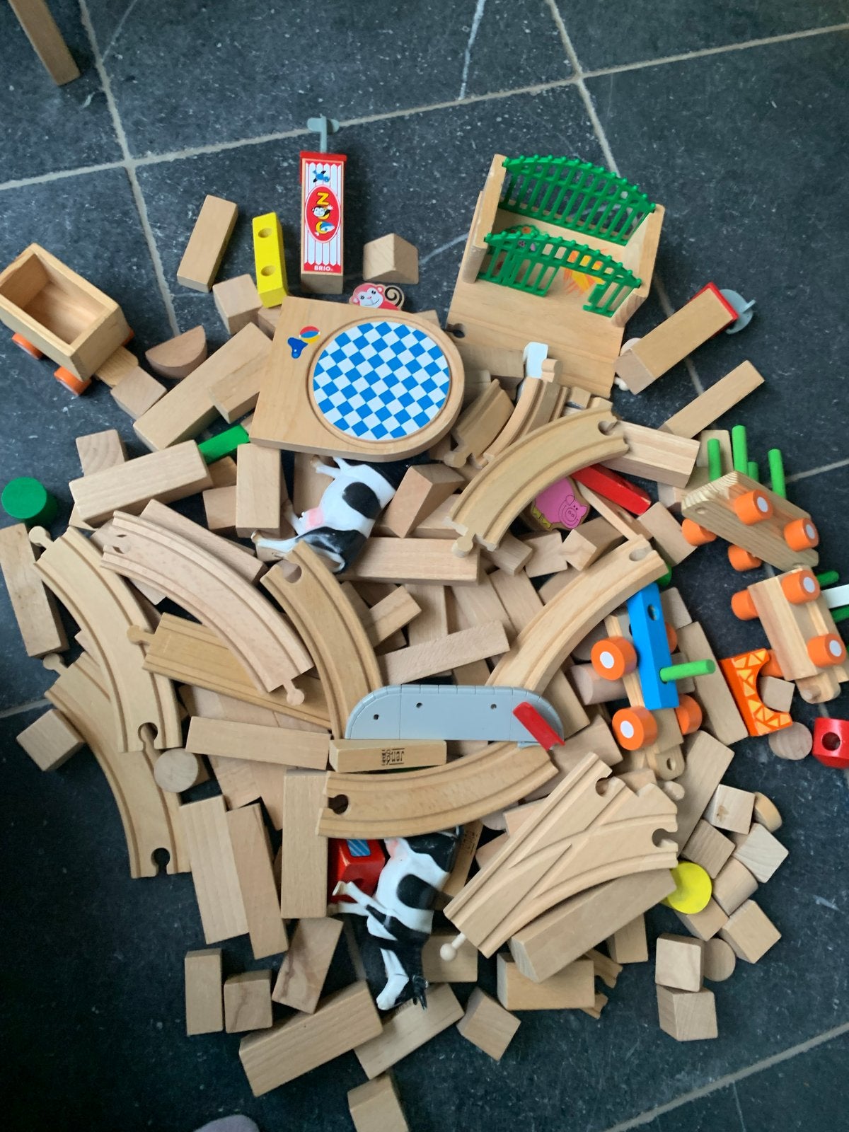 Grote set houten blokken en treinbaan (ook Brio), Ophalen, Gebruikt, Overige typen