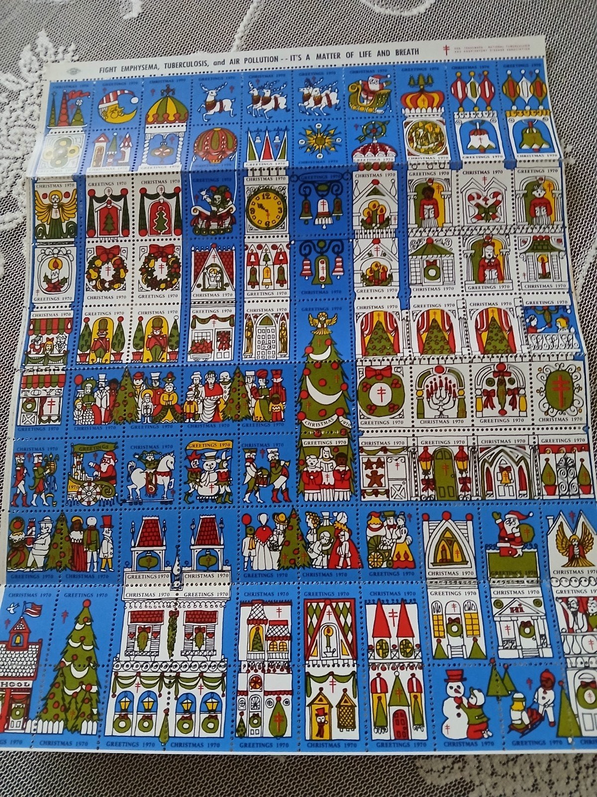 Serie van 100 sluitzegels tuberculose christmas 1970, Ophalen of Verzenden, Postfris, Overige thema's