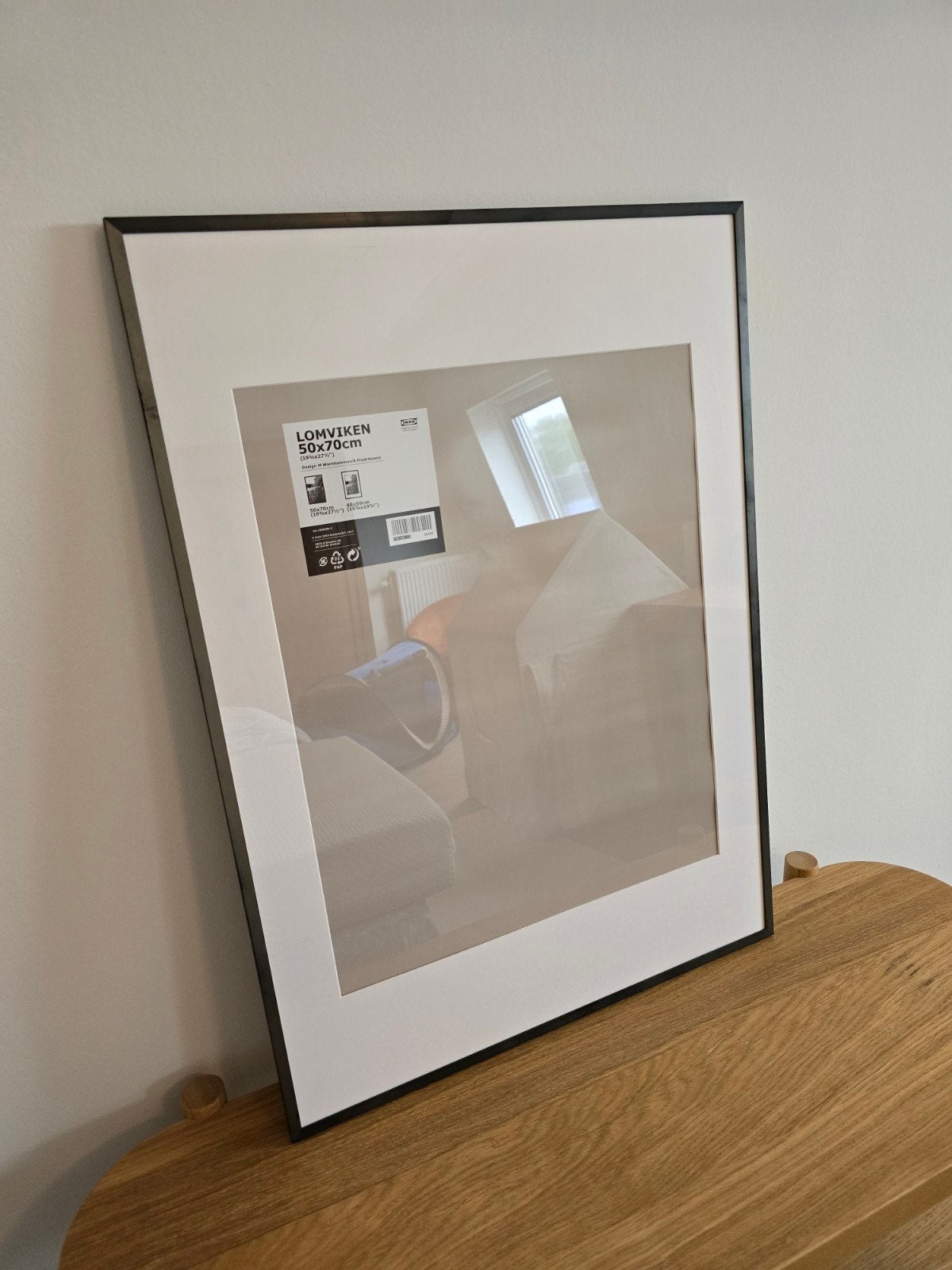 IKEA LOMVIKEN Fotolijst 50x70cm Zwart met Passe-partout, Huis en Inrichting, Ophalen, Hangend, Gebruikt, Fotolijst