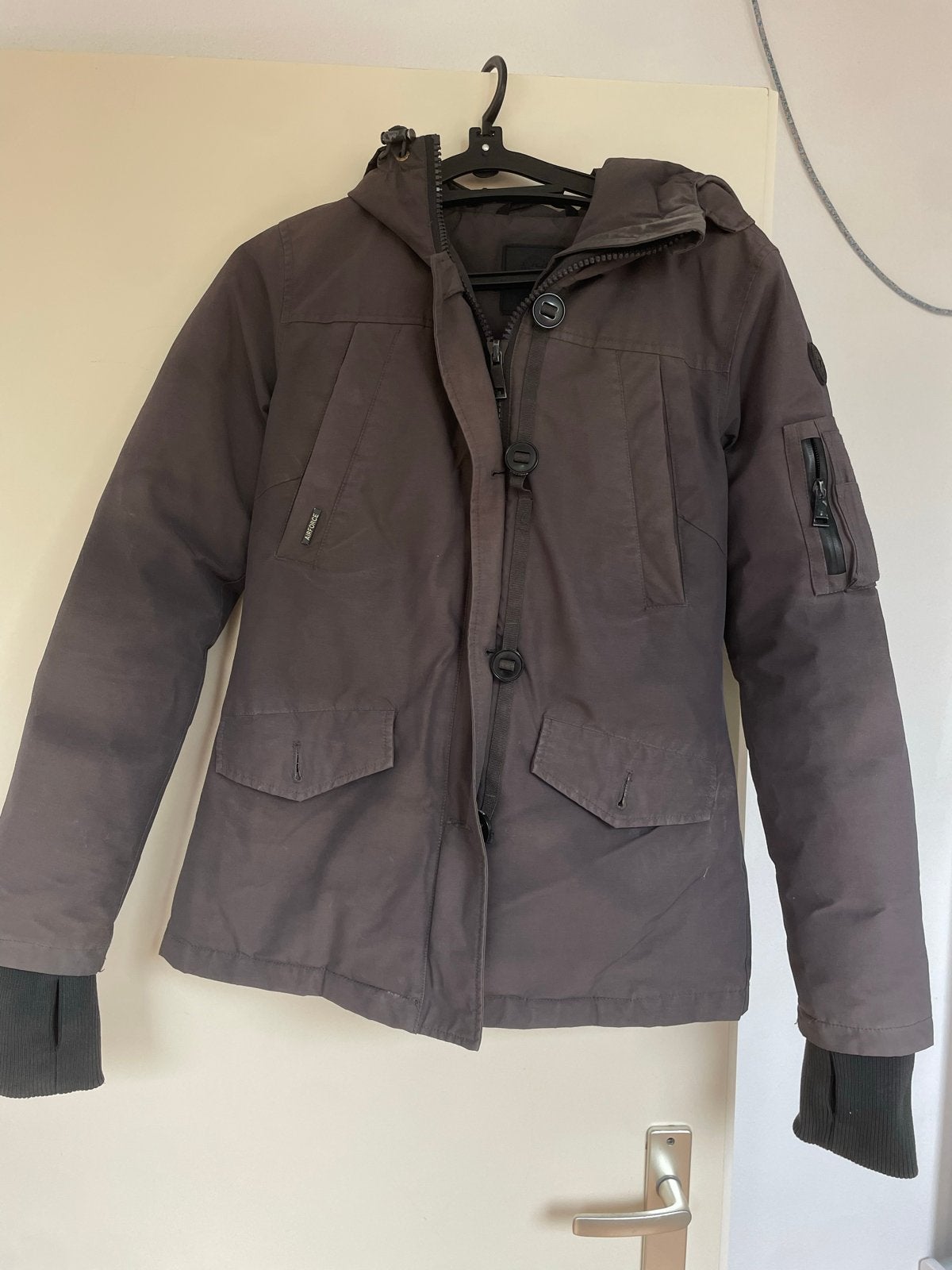 Airforce winterjas voor kinderen - grijs (verkleurd), Ophalen of Verzenden, Gebruikt, Jongen of Meisje, Jas