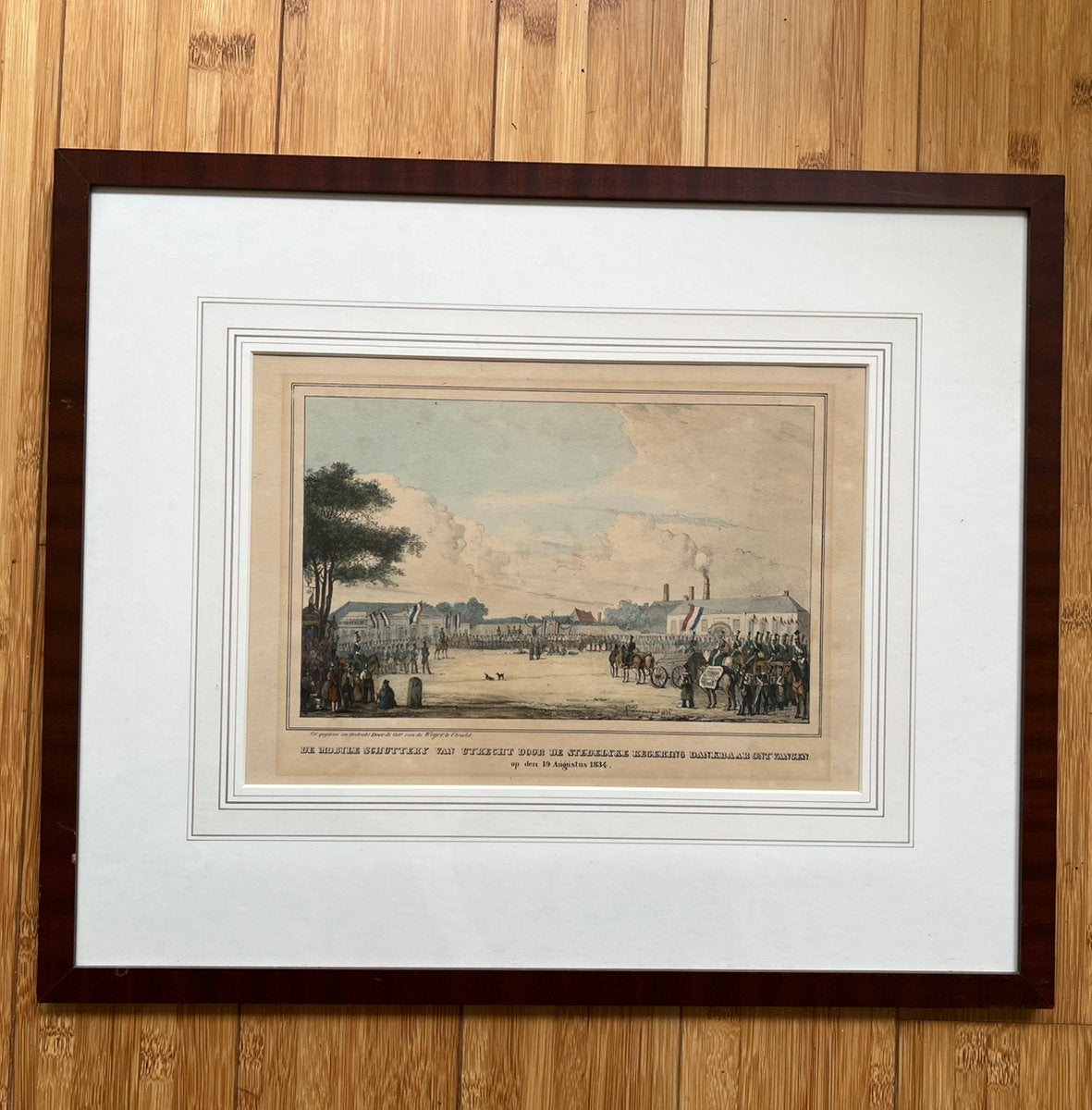 Antieke Lithografie de mobile schuttery van Utrecht, Ophalen of Verzenden
