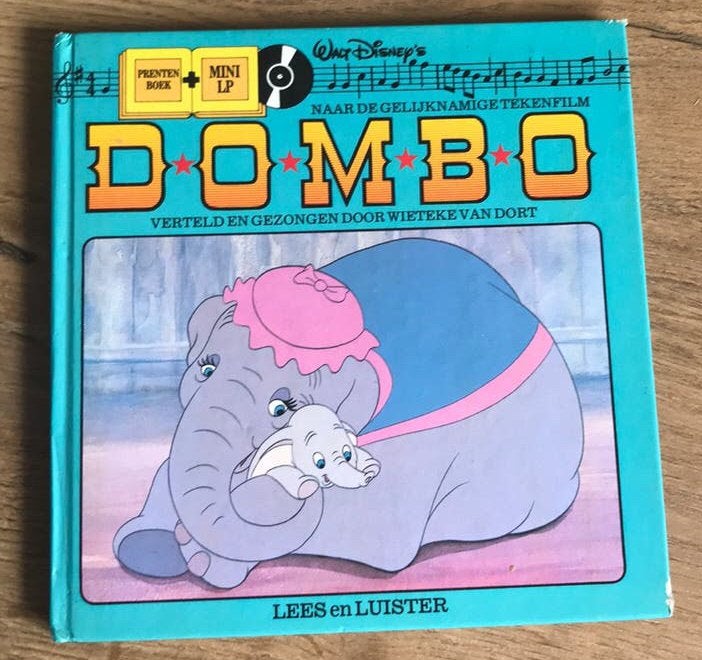 Prentenboek en mini LP, Dombo, Wieteke van Dort walt Disney, Ophalen of Verzenden