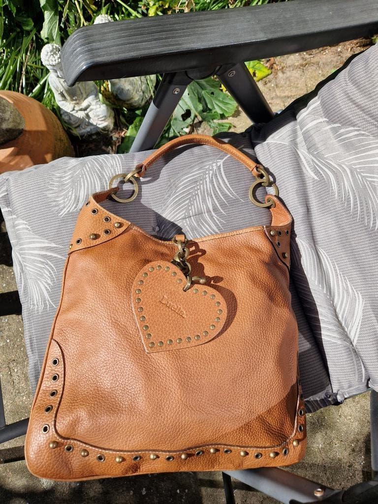 Luella Bartley originele camel cognac bruine leer schouderta, Ophalen of Verzenden, Gebruikt, Bruin, Schoudertasje