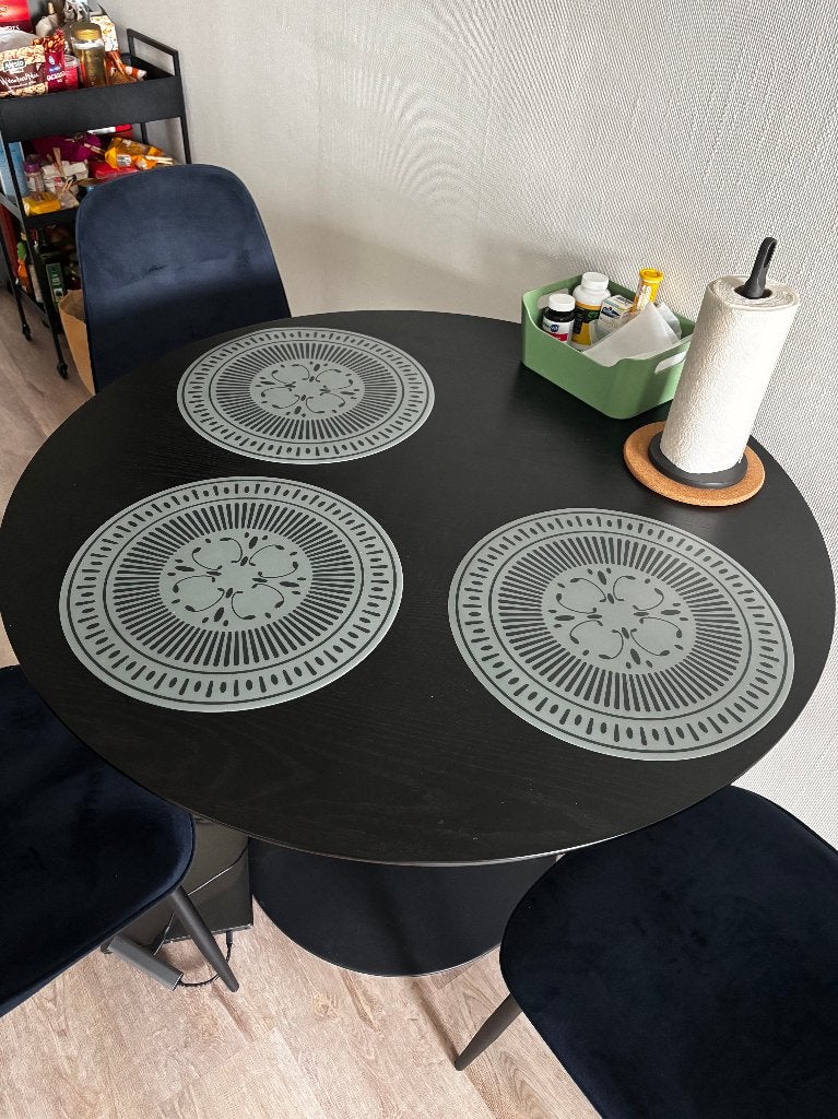 Round Dining Table + 4 Navy Velvet Chairs, Ophalen, Rond, 200 cm of meer, 50 tot 100 cm