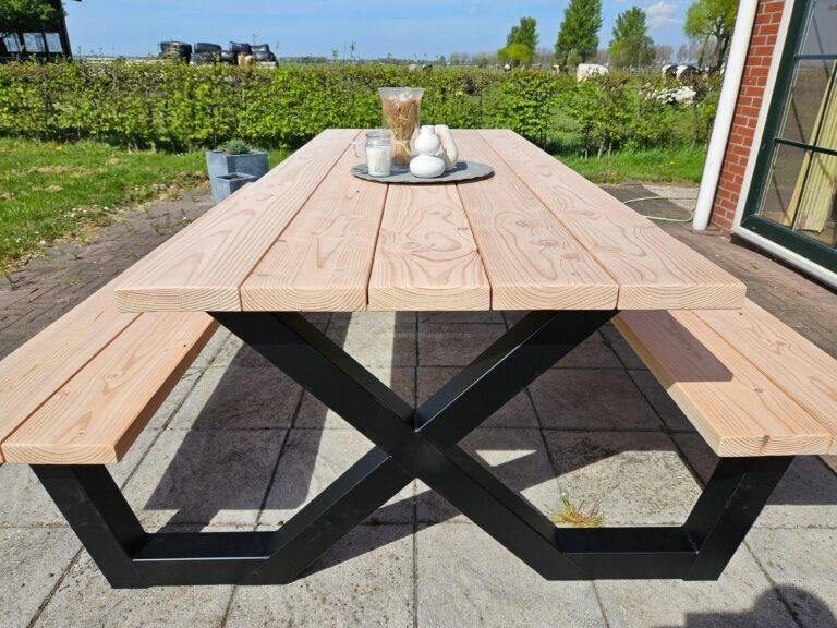 DIRECT Leverbaar Picknickset Douglas Tafel Gratis Montage, Ophalen of Verzenden, Nieuw, Rechthoekig, Hout