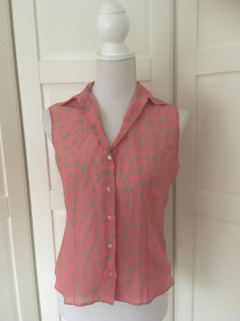 Robert Friedman zgan roze polkadot mouwloze blouse top S, Ophalen of Verzenden, Zo goed als nieuw, Robert Friedman, Roze