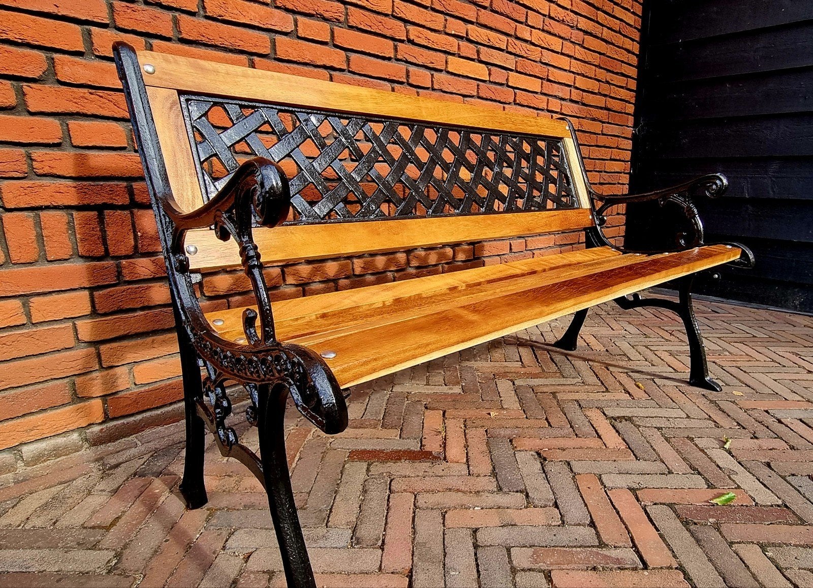 brocante tuinbank gietijzer, Ophalen, Nieuw, Hout