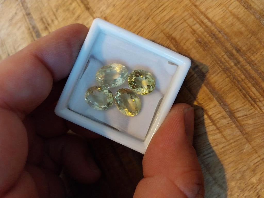 4 grote facet geslepen lemon kwarts facet, Ophalen of Verzenden