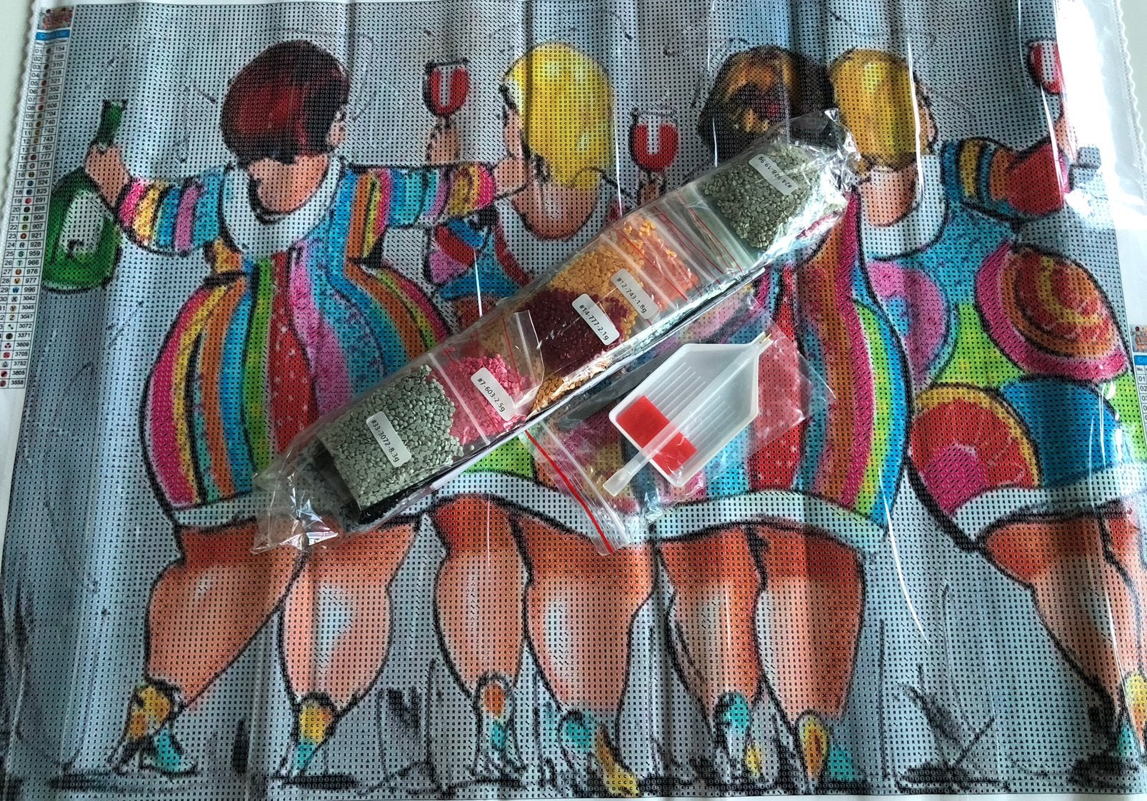 Diamond painting, 45x60cm, vrouwen met wijn, ronde steentjes, Overige thema's, Diamond painting, Nieuw, Meerkleurig