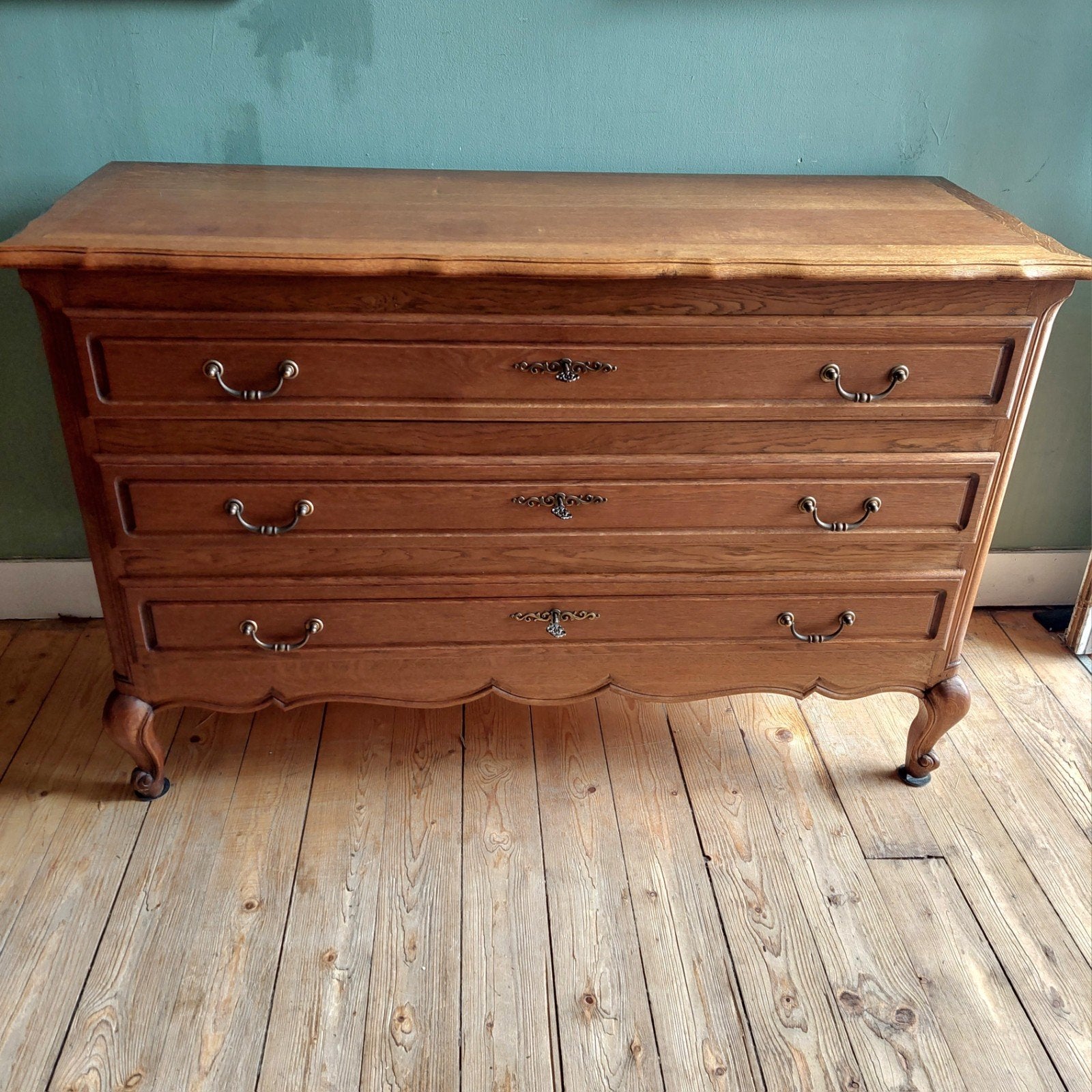 Lucky Vintage grote Franse antieke ladekast dressoir XL, Gebruikt, 100 tot 150 cm, ., 3 of 4 laden