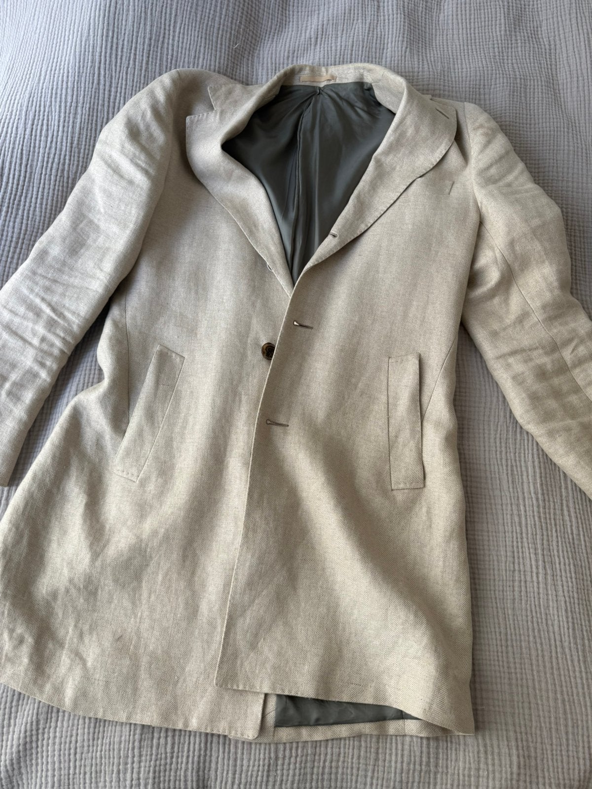 Suitsupply mantel jas, Ophalen of Verzenden, Zo goed als nieuw, Beige