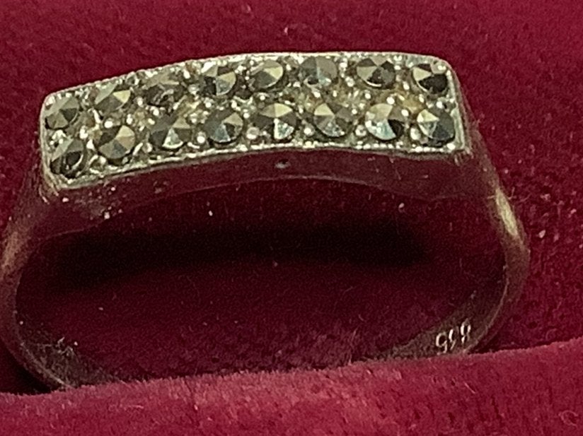 PRACHTIGE OUD 925 ZILVER RING MET MARKESIET, Verzenden, Zilver, Ring