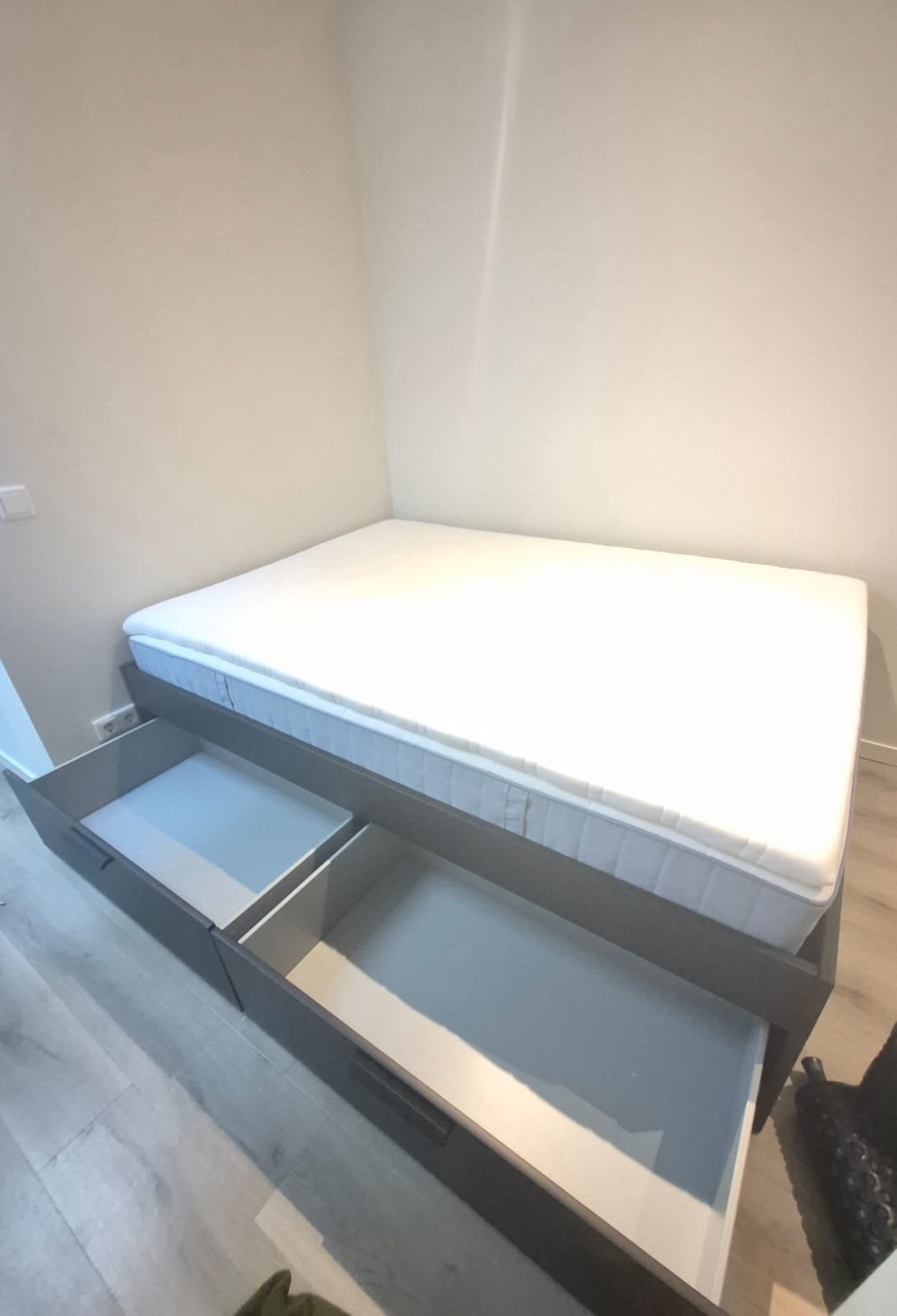 Tweepersoonsbed met lades - 200x140 cm, Ophalen, Gebruikt, Zwart, Tweepersoons