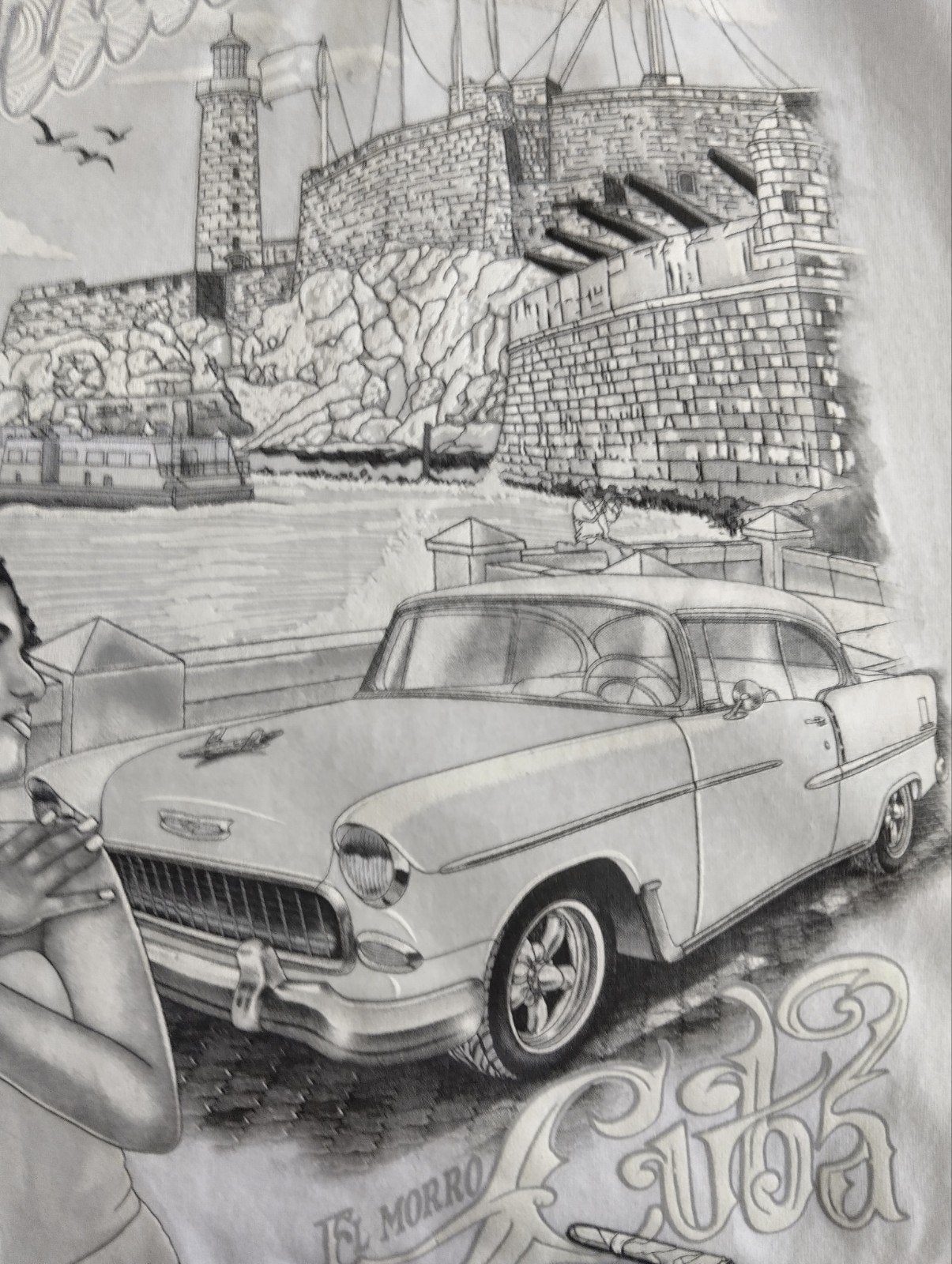 T-shirt met unieke Cuba print - Varadero, El Morro, Ophalen, Onbekend, Wit, Overige maten
