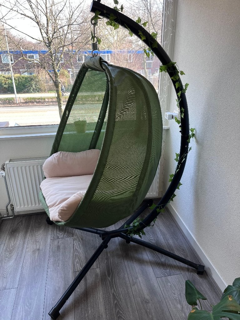 Keiser Hangstoel / Egg Chair met Standaard – Groen, Ophalen, Zo goed als nieuw, Metaal