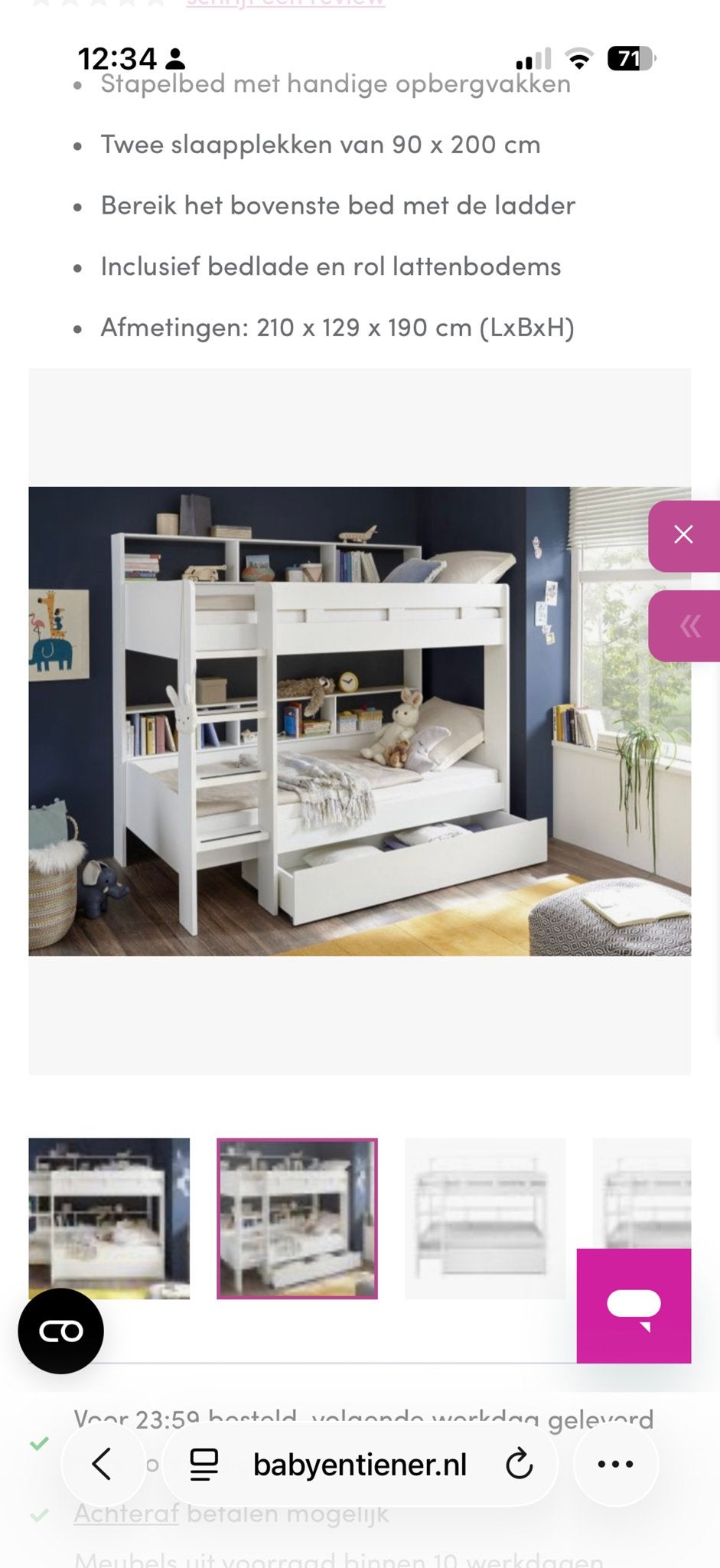 Stapelbed met opbergvakken - Gebruikt, goede staat, Ophalen, Gebruikt, 90 cm, Tweepersoons