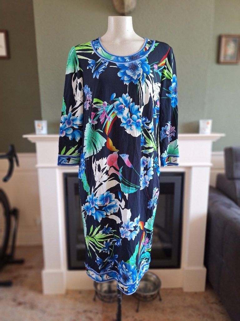 Piero Moretti mooie blauwe jurk IT 42 NL 38 40, Kleding | Dames, Maat 38/40 (M), Piero Moretti, Zo goed als nieuw, Knielengte