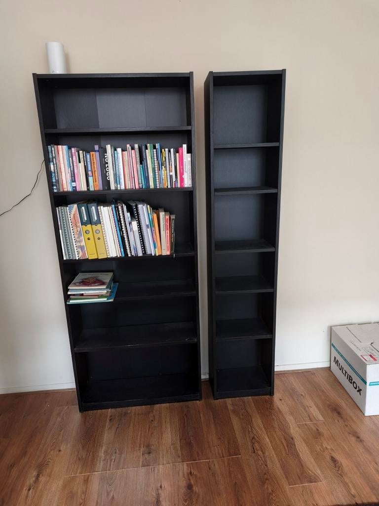 * 2 zwarte BILLY'S IKEA boekenkasten *, Huis en Inrichting, Ophalen, Met plank(en), Gebruikt, 200 cm of meer