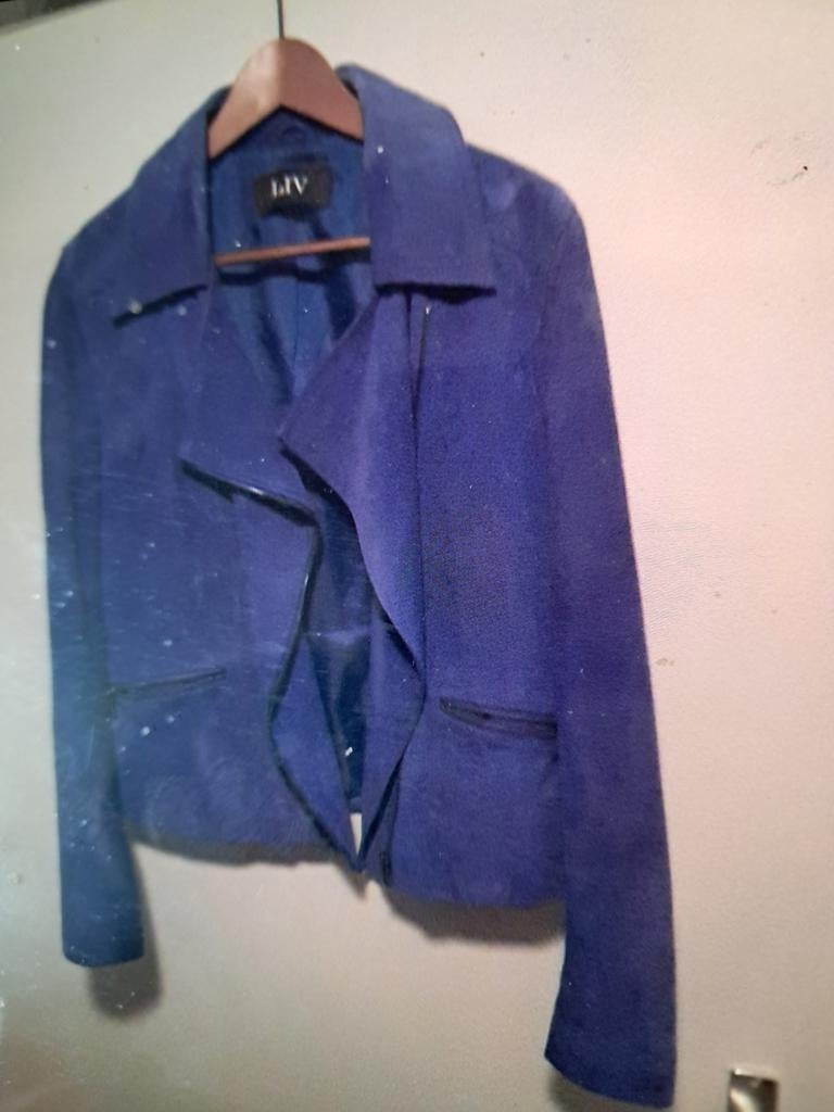 Stijlvol Blauw Suède Jasje - Maat M, Kleding | Dames, Maat 38/40 (M), Blauw, Ophalen of Verzenden, Zo goed als nieuw