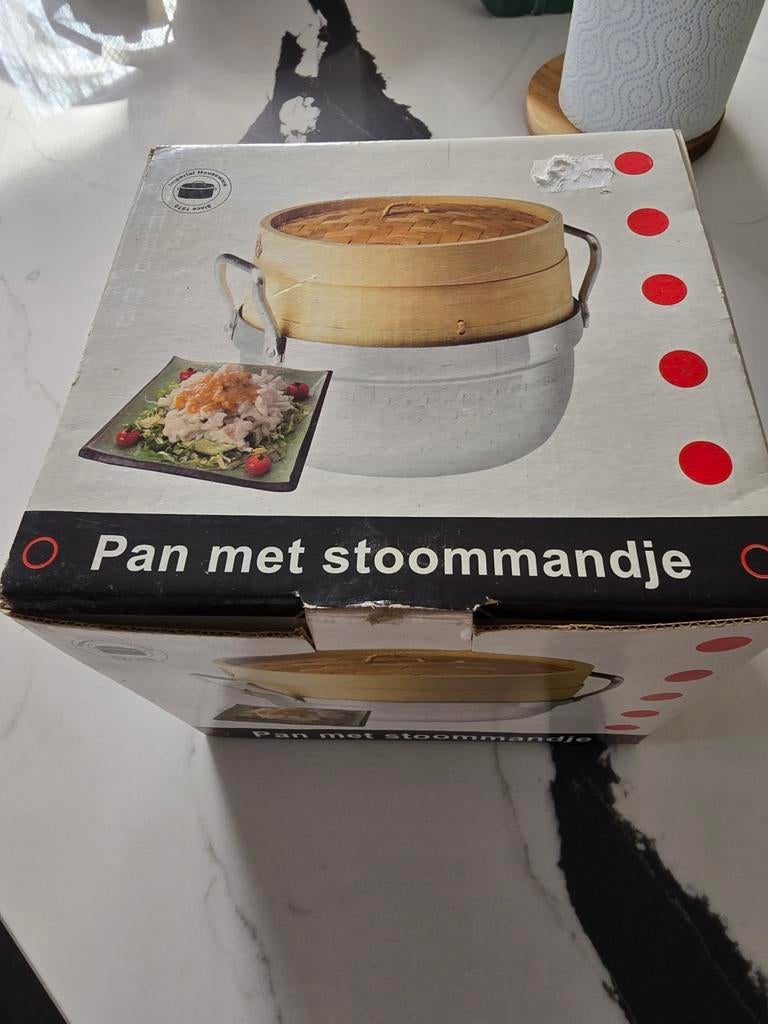 Pan met stoommandje, nieuw in doos, Ophalen of Verzenden