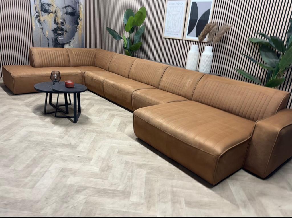 ZGAN De Bommel Elementen U-Bank/HoekbNk - Cognac - 482cm, -, -, Hoekbank, 300 cm of meer