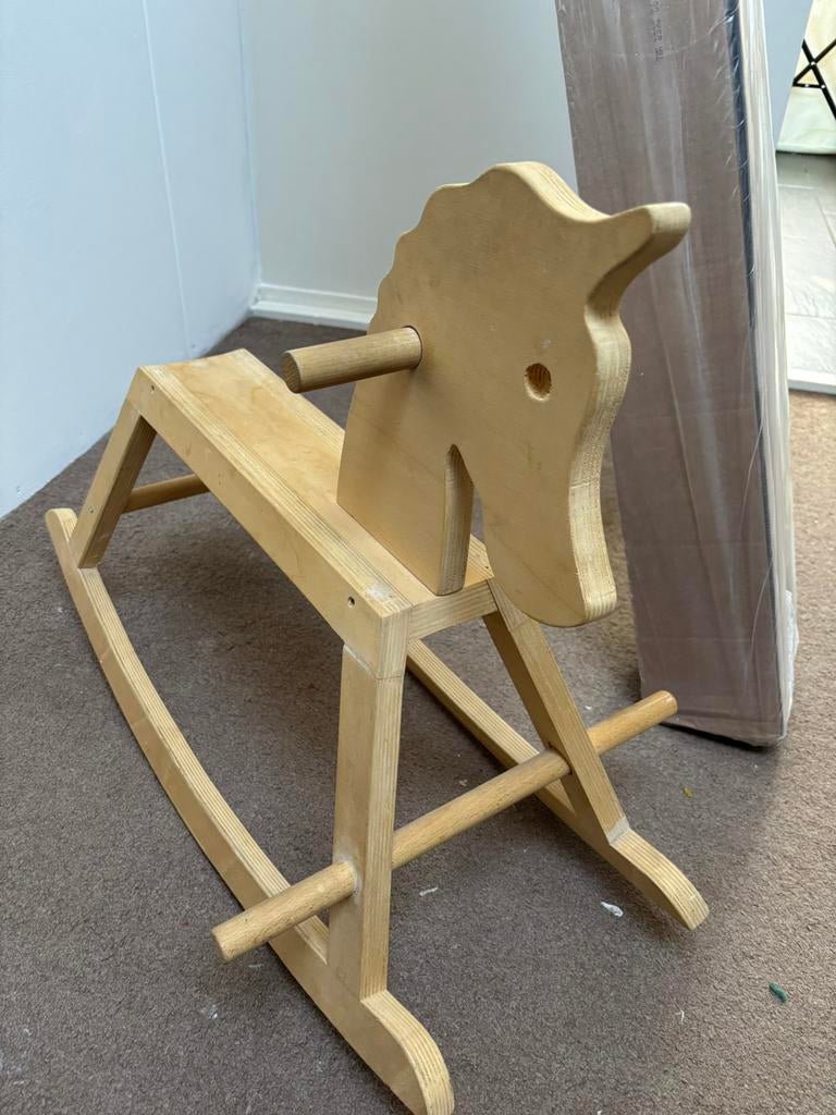 Houten hobbelpaard naturel, Kinderen en Baby's, Speelgoed | Hobbelfiguren, Ophalen of Verzenden, Zo goed als nieuw