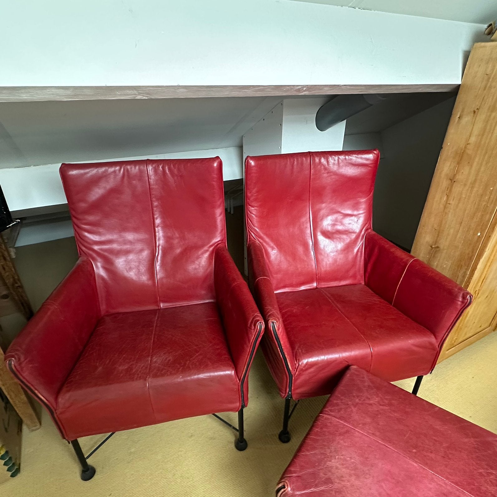 2 Montis Charly fauteuils met hocker, Ophalen, 50 tot 75 cm, Gebruikt, Vintage design
