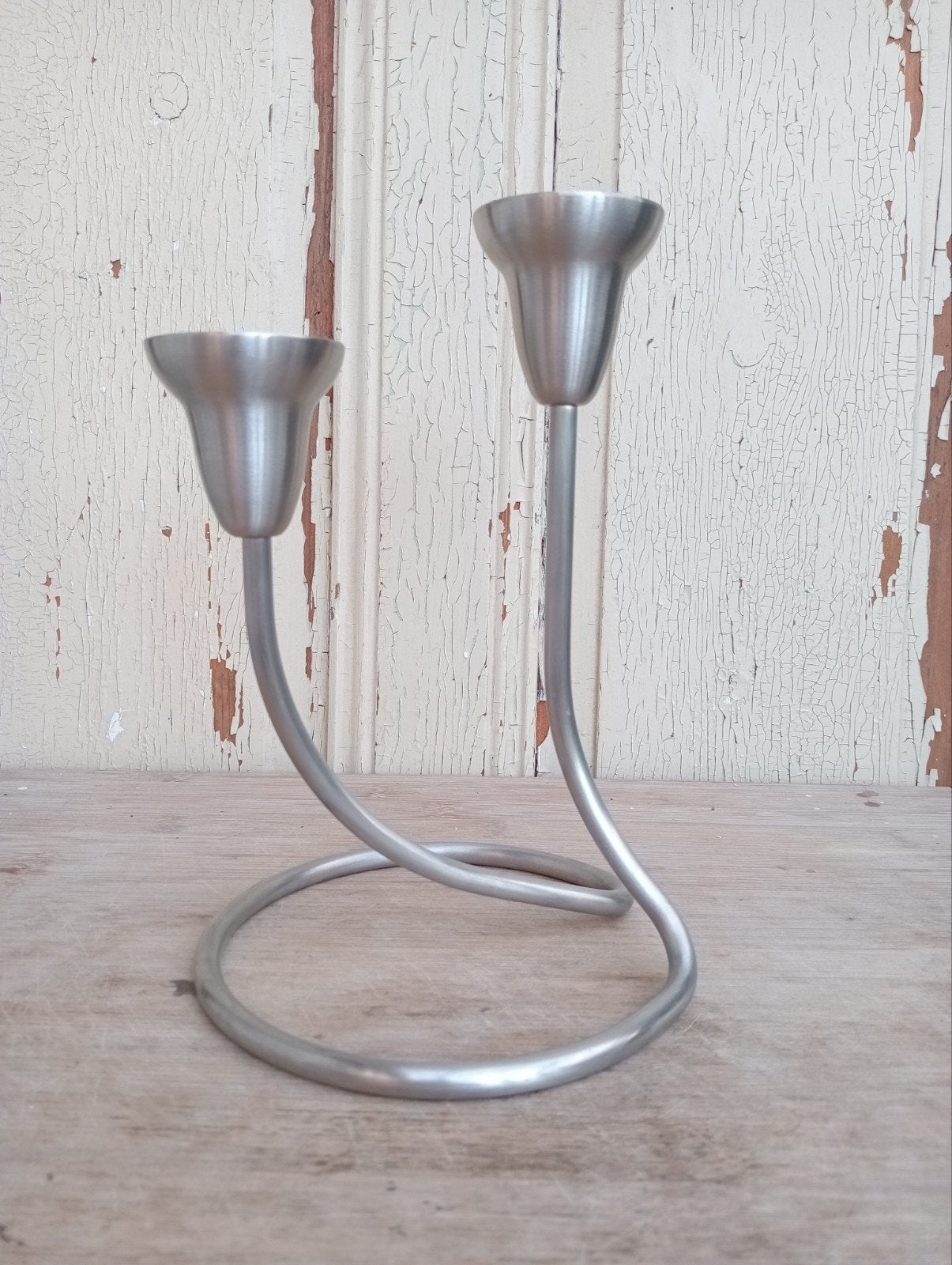Georg Jensen Kandelaar Geborsteld Metaal, Antiek en Kunst, Ophalen of Verzenden