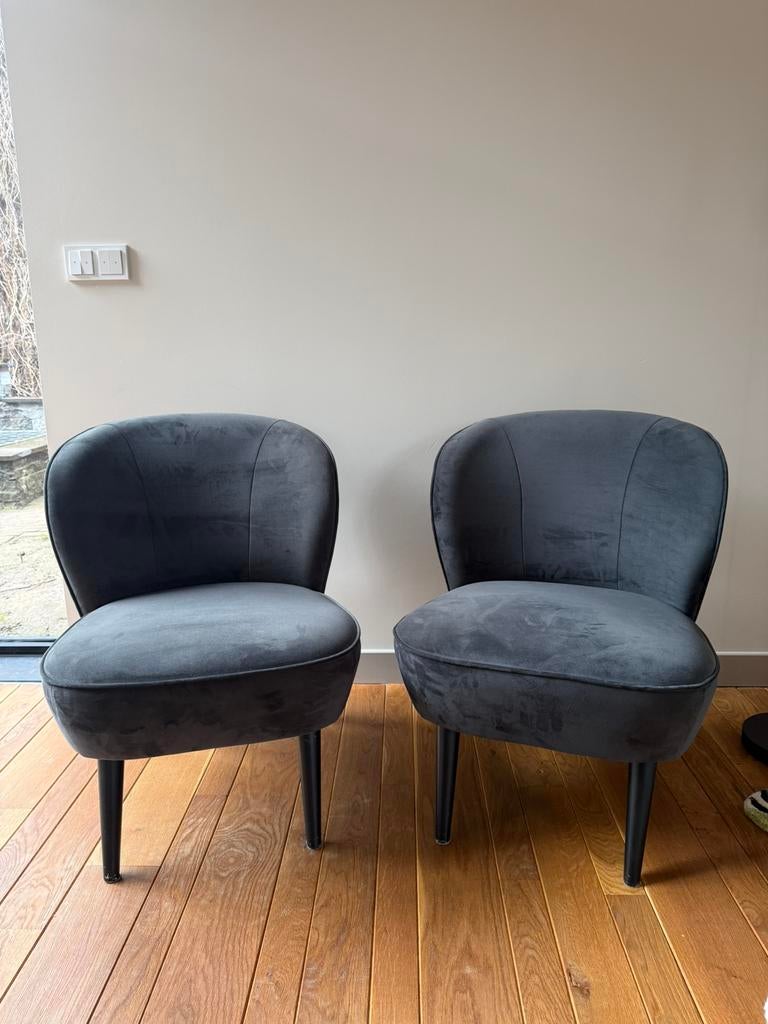 Grijze woood fauteuils, Ophalen, Zo goed als nieuw, 75 tot 100 cm, 50 tot 75 cm