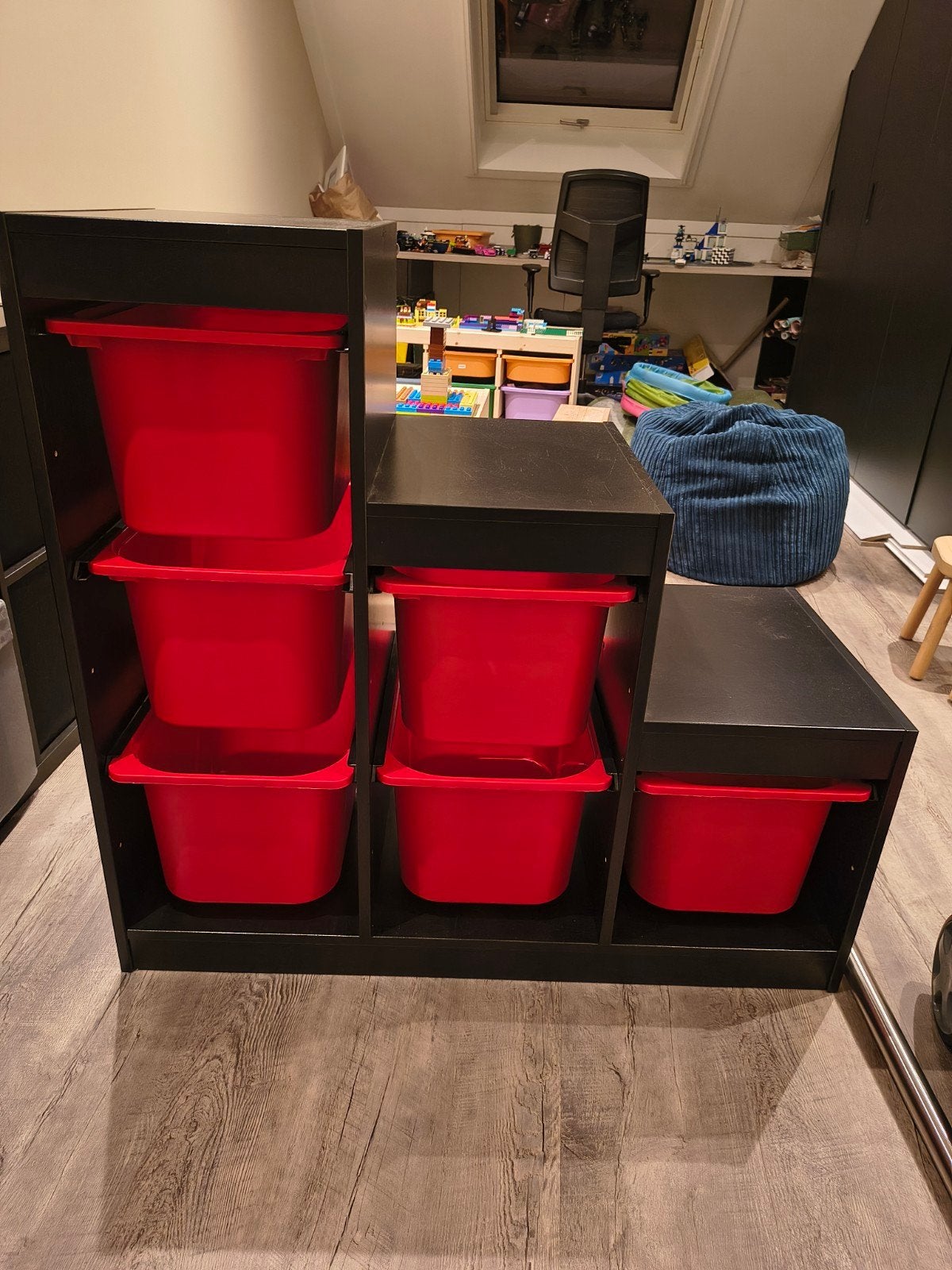 Ikea Trofast trap kast zwart met rode bakken, Ophalen, Gebruikt, Kast