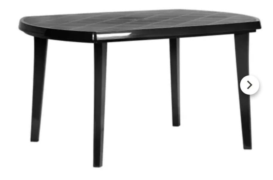 Zwarte kunststof tuintafel 137x90 cm, Tuin en Terras, Ophalen, Gebruikt, Rechthoekig, Kunststof