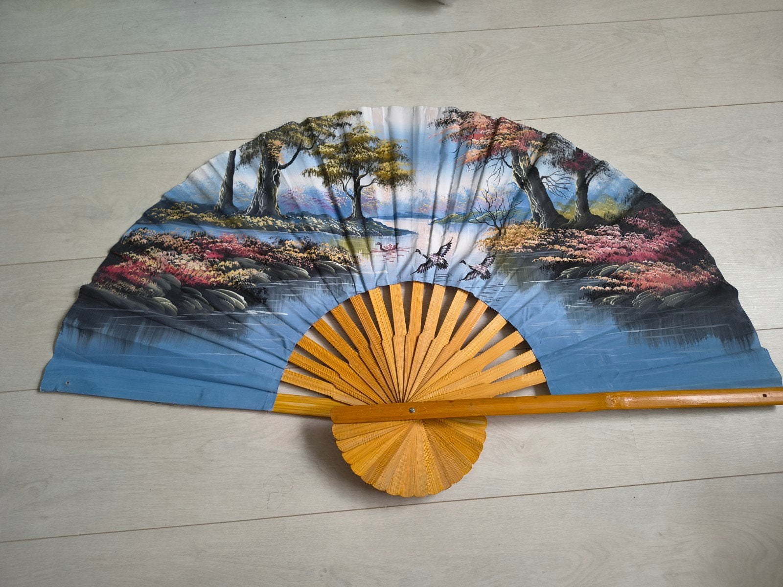 Chinese muurwaaier (102cm), Ophalen, Decoratieobject, Zo goed als nieuw, Natuurlijk materiaal