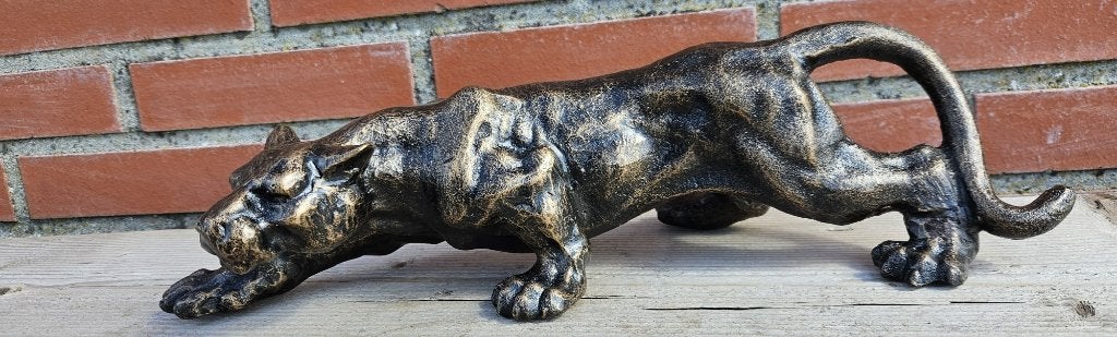 PANTER /kleur brons/ gietijzer, Dierenbeeld, Nieuw, Metaal, Info@huisentuindecoratiemarie.nl