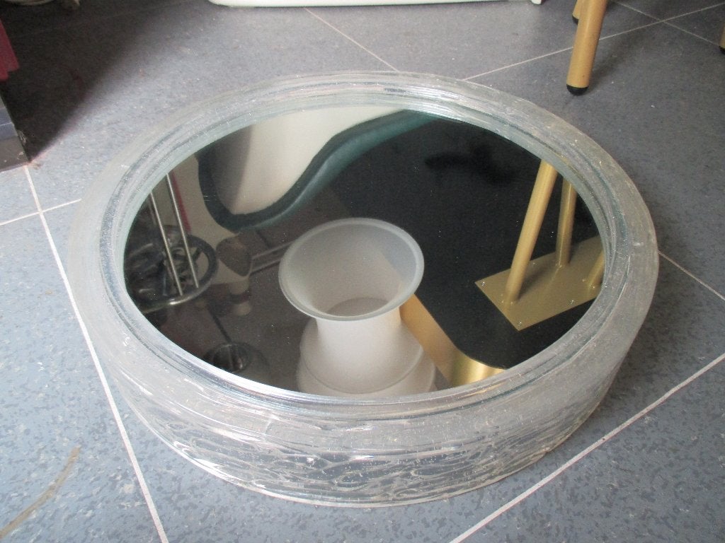Kunststof space age design spiegel vintage jaren 70 retro, Minder dan 50 cm, Gebruikt, Rond, ?
