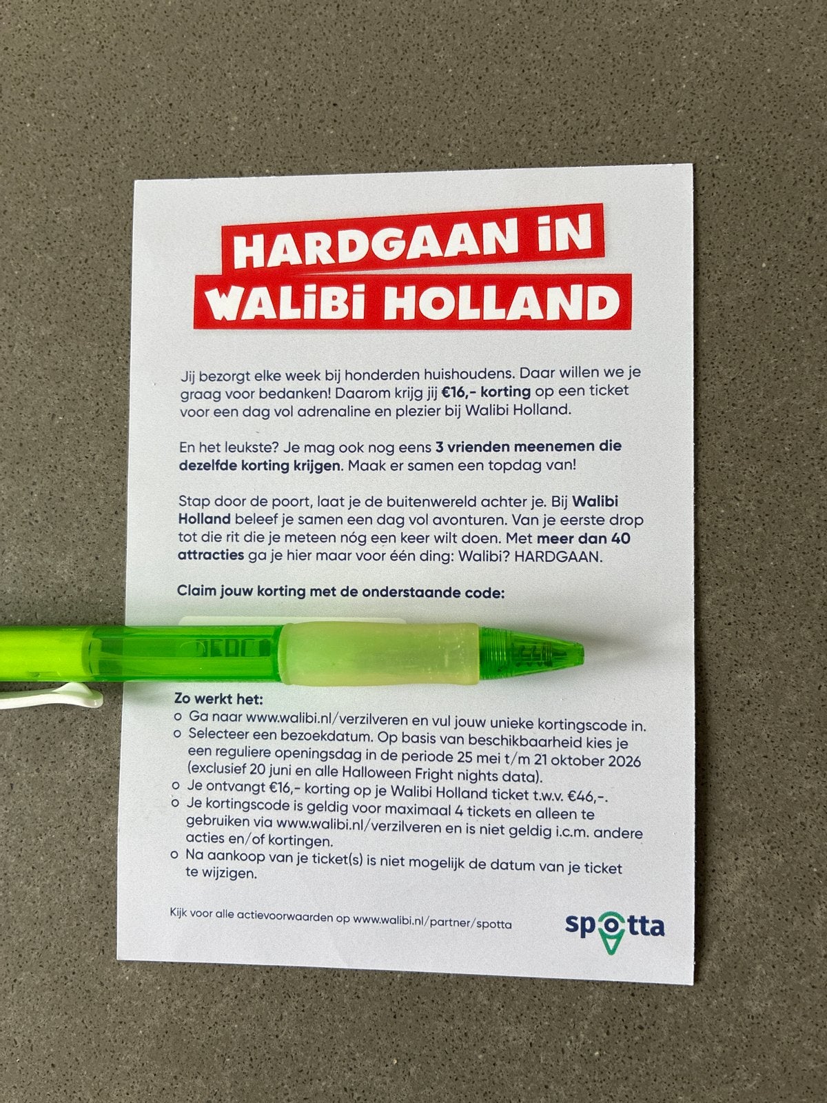 Walibi 16 euro korting p.p. voor max. 4 personen, Drie personen of meer, Kortingskaart