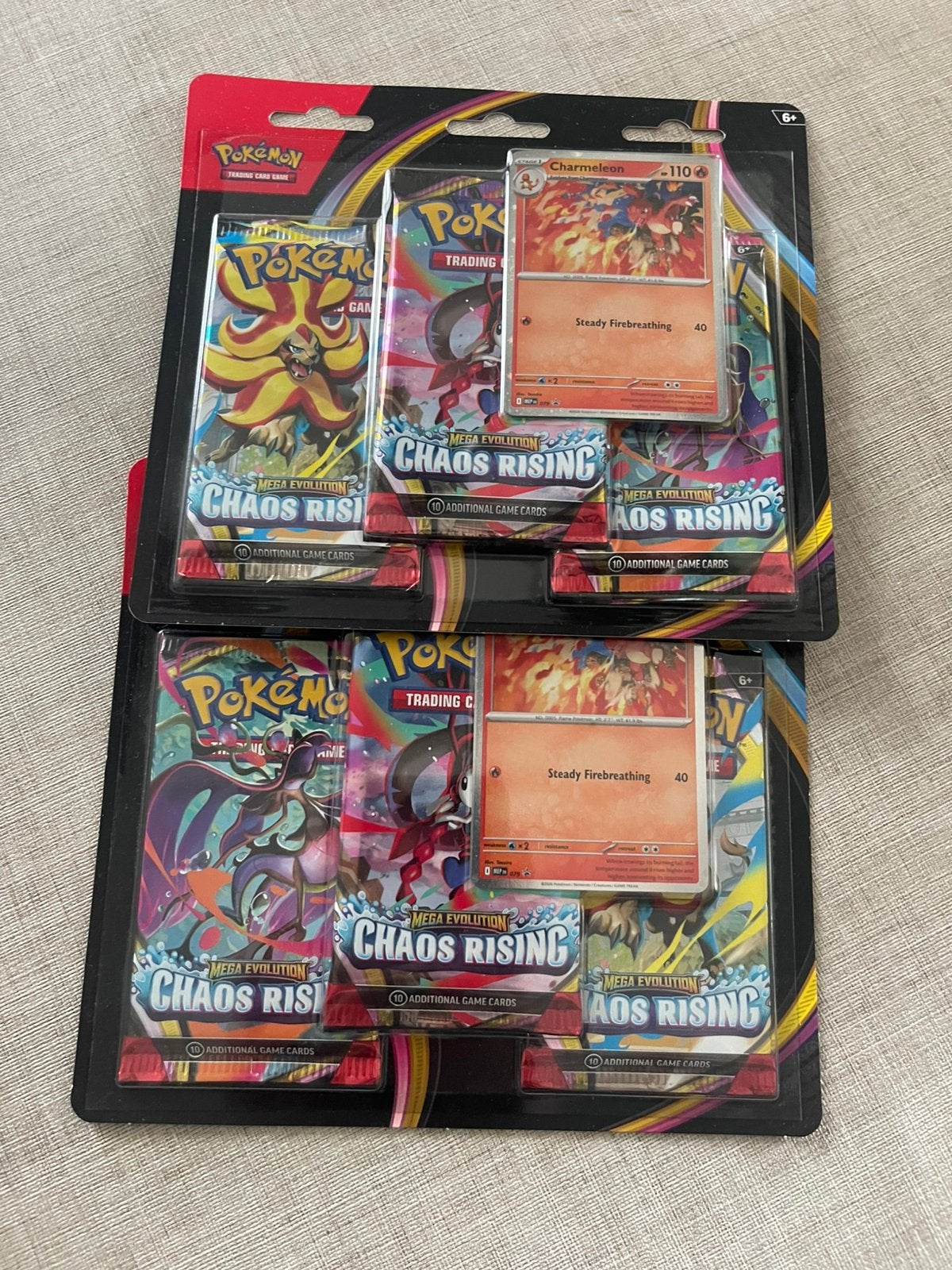 2x Pokémon Mega Evolution Chaos Rising 3-pack blister Nieuw, Ophalen of Verzenden, Nieuw, Booster