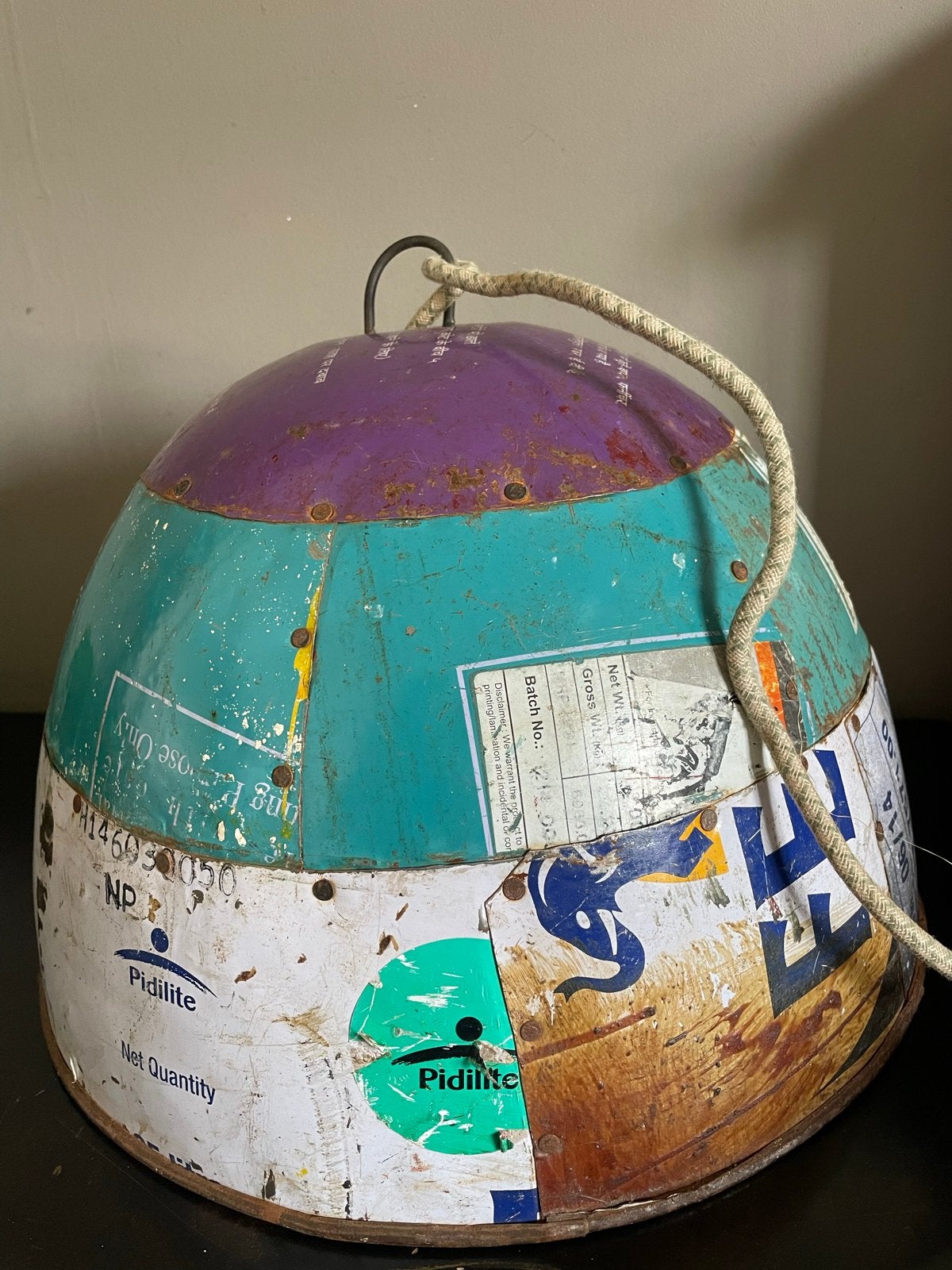 Unieke handgemaakte industriële hanglamp, Huis en Inrichting, Ophalen of Verzenden, Gebruikt, Metaal