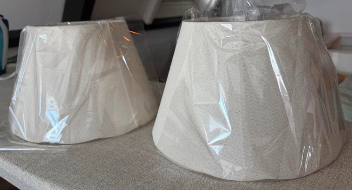 Lampenkappen in verpakking, Ophalen, Tafellamp, Beige, Rond