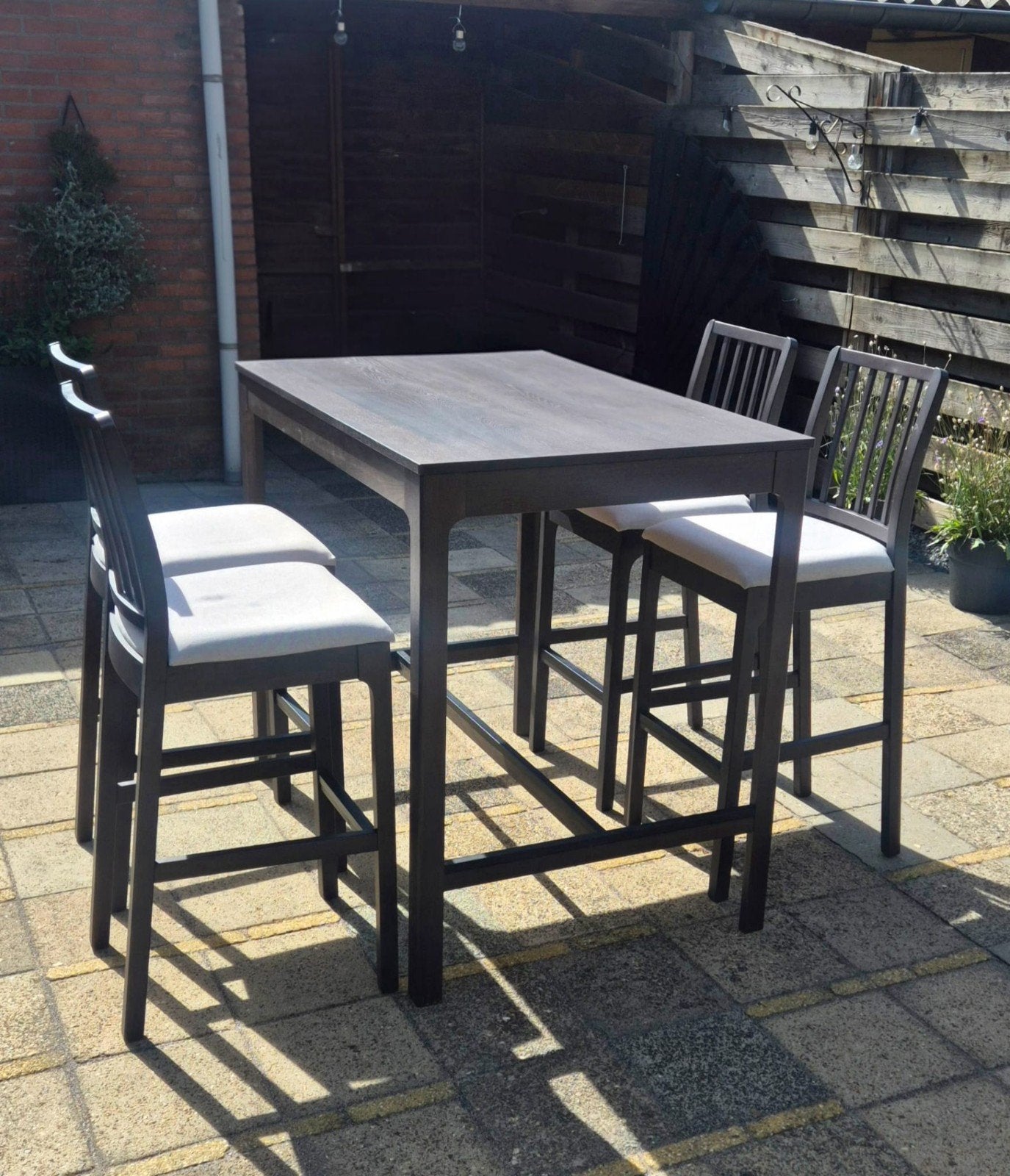 Hoge bartafel met 4 stoelen - Zo goed als nieuw, Ophalen, 100 tot 150 cm, 50 tot 100 cm, Zo goed als nieuw