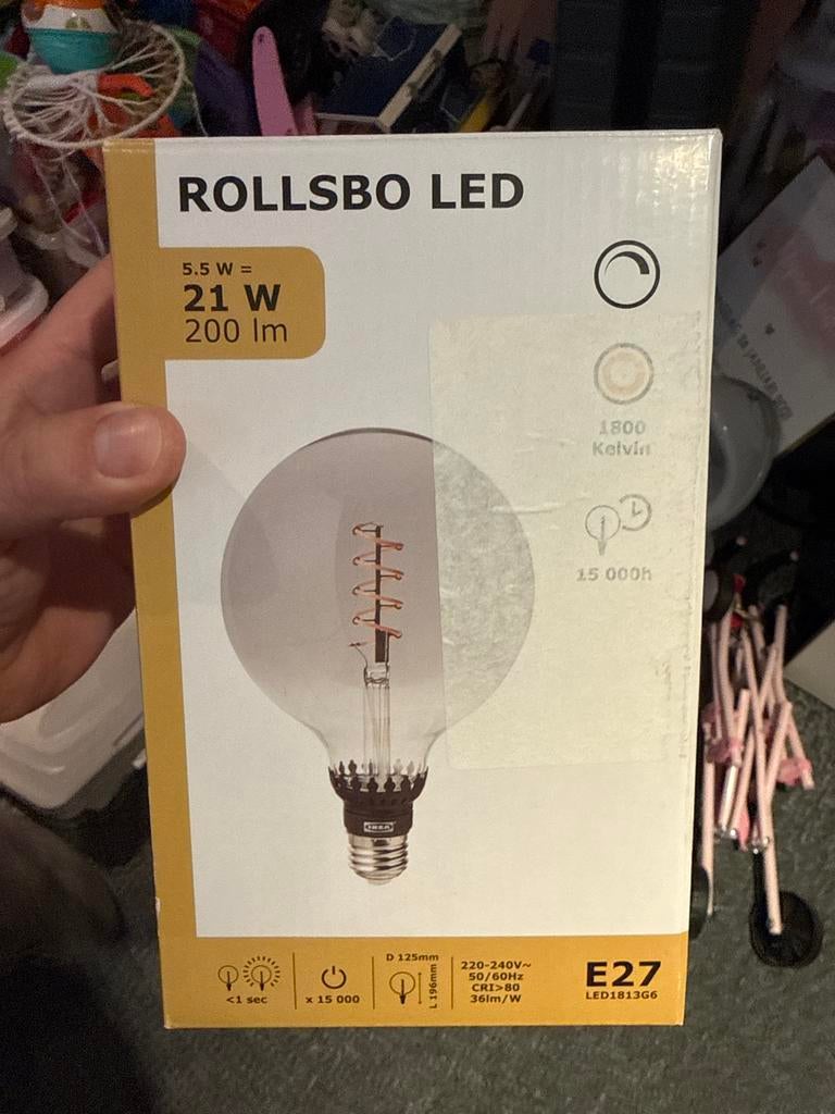 IKEA ROLLSBO LED E27 200lm 1800K - Nieuw in doos, Ophalen, Led-lamp, Minder dan 30 watt, Soft of Flame