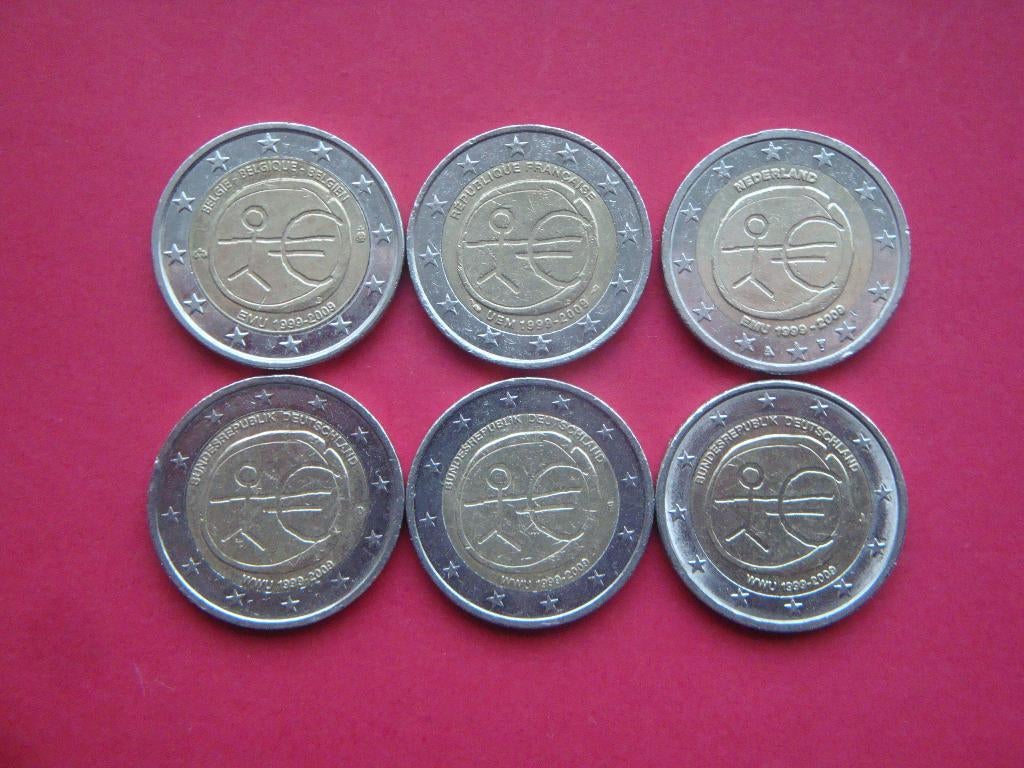 Kavel setje 2 Euromunten EMU Stickman 10 jaar Euro 2009., Postzegels en Munten, Munten | Europa | Euromunten, Verzenden, Overige landen