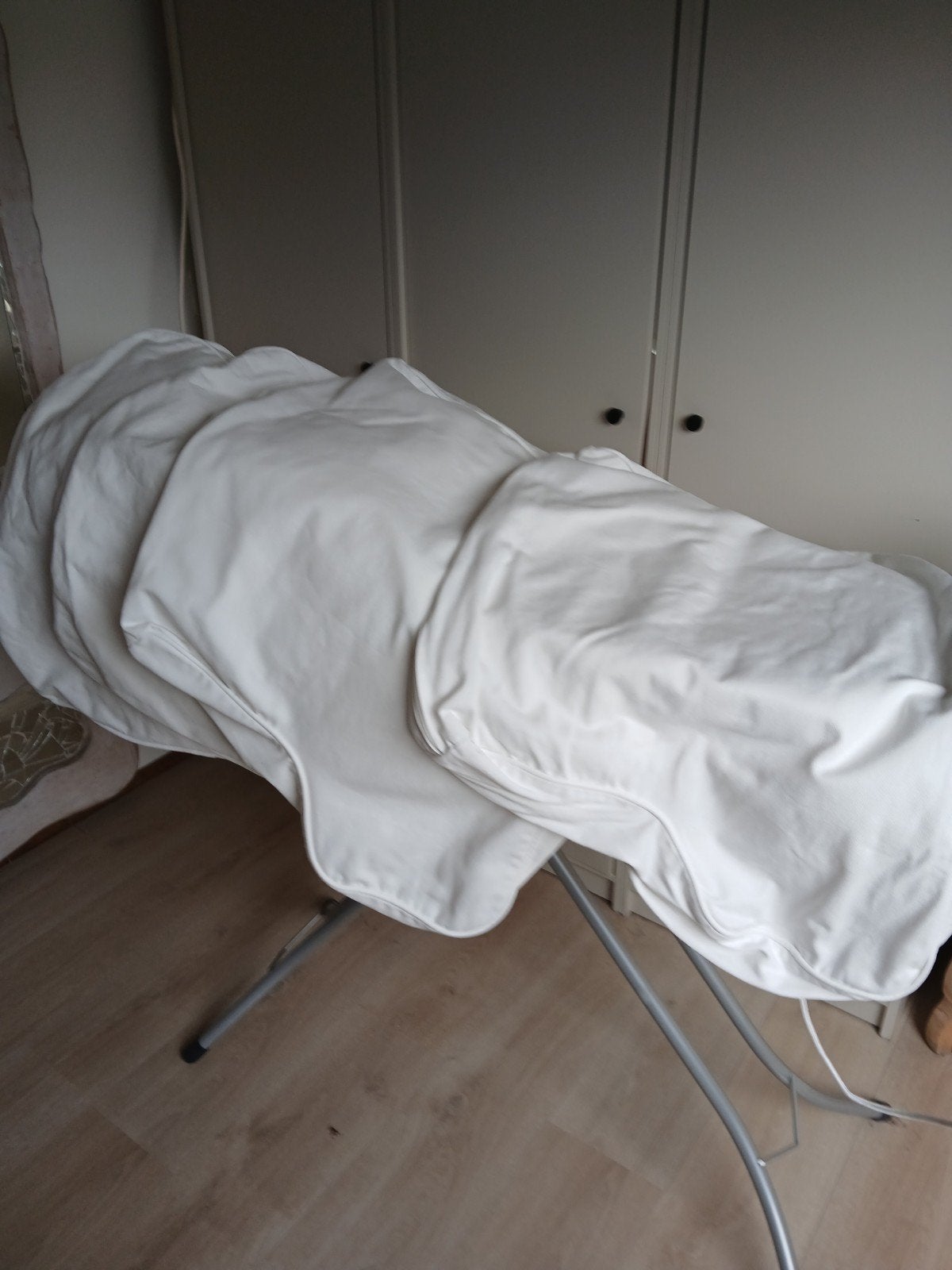 2x witte IKEA Ektorp 2-zits bankhoezen van katoen, Gebruikt, Tweepersoons, 75 tot 100 cm, Ophalen of Verzenden