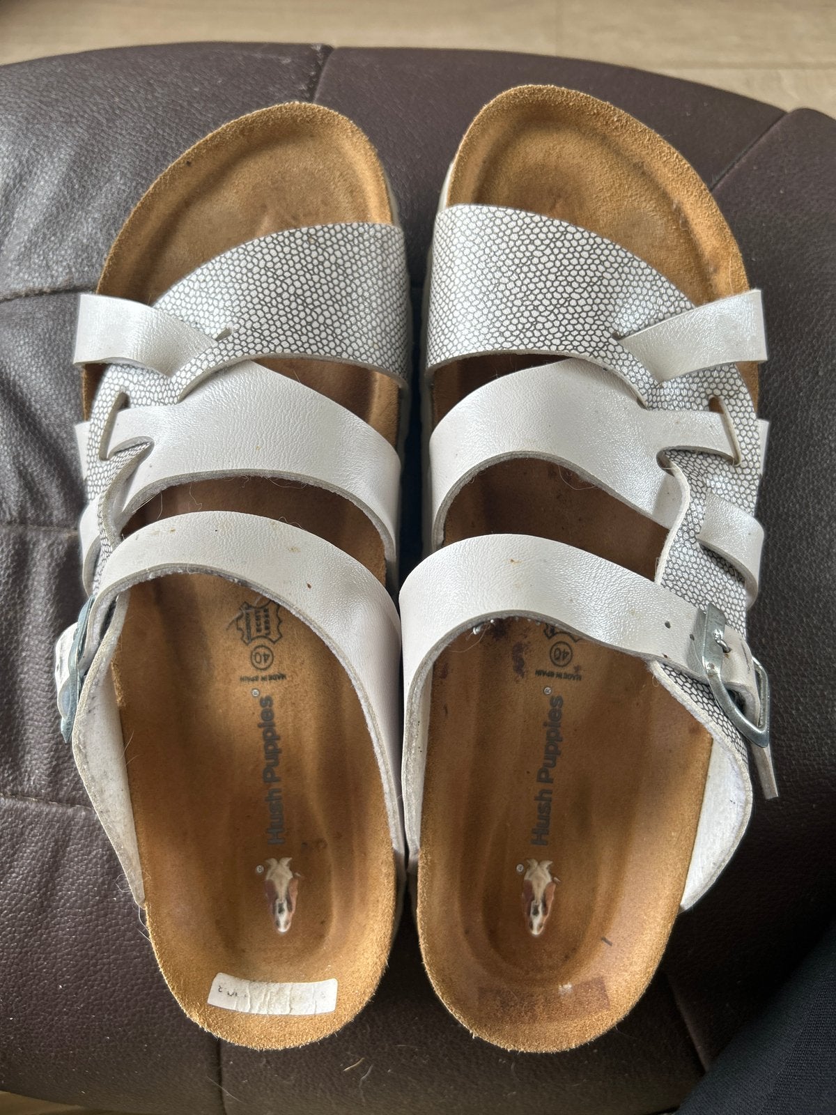 Hush Puppies sandalen maat 40 - Wit/Zilver, Ophalen, Gedragen, Wit, Sandalen of Muiltjes