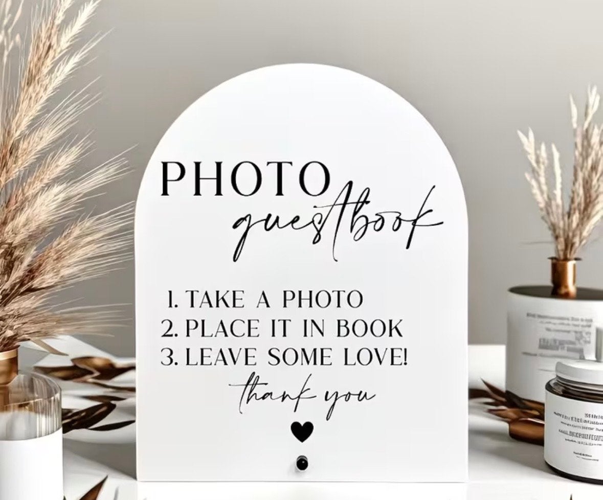 Bruiloft Photobooth Gastenboek Bordje - Wit Acryl, Ophalen, Kunststof, Zo goed als nieuw, Modern