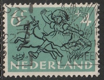 Nederland 1952 598 Kind met hond, Gest, Postzegels en Munten, Postzegels | Nederland, Ophalen of Verzenden, Na 1940, Gestempeld