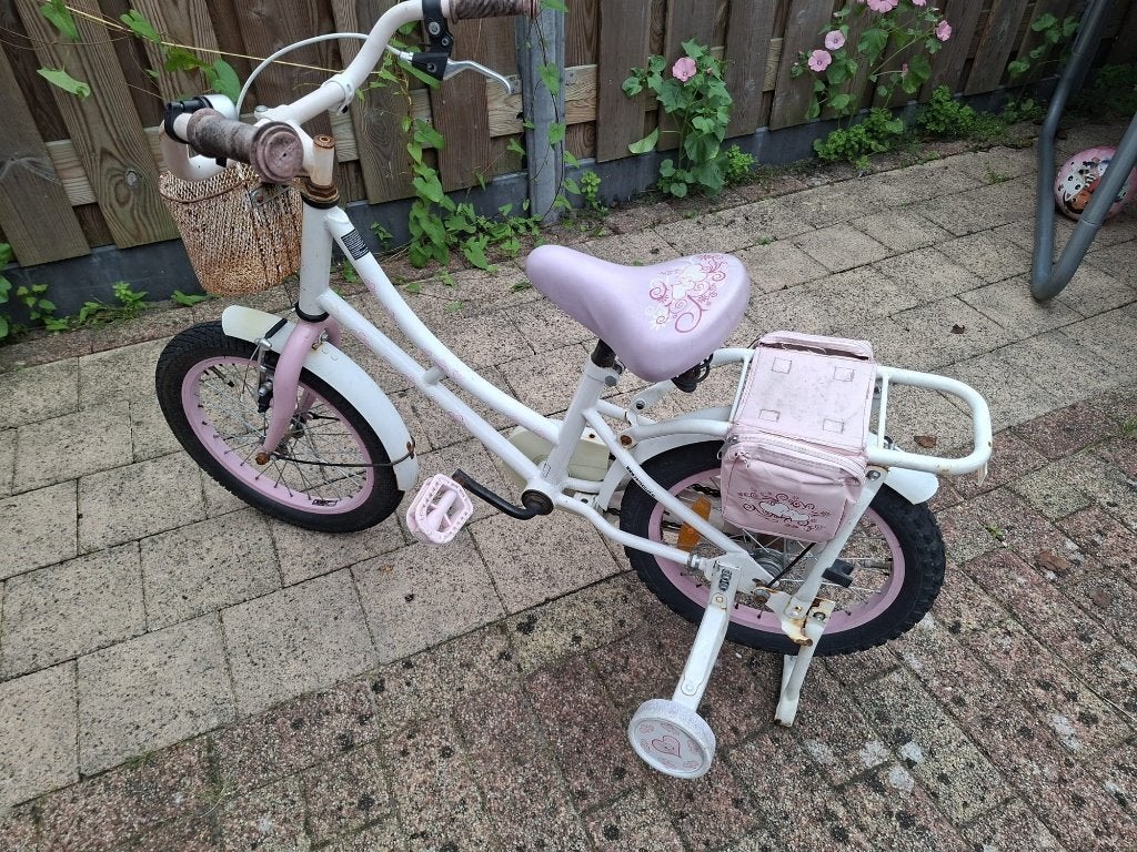 Meisjesfiets 16 inch met zijwieltjes, Ophalen, Gebruikt, 16 inch