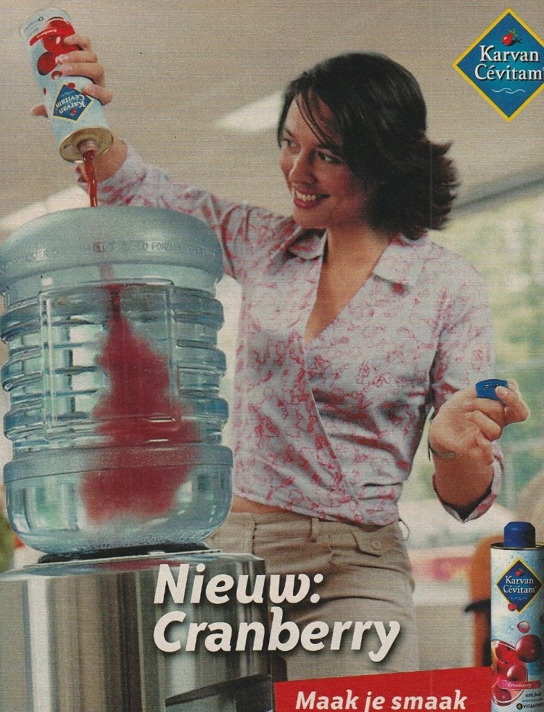 retro reclame 2003 Karvan Cevitam frisdrank cranberry, Verzenden, Overige typen